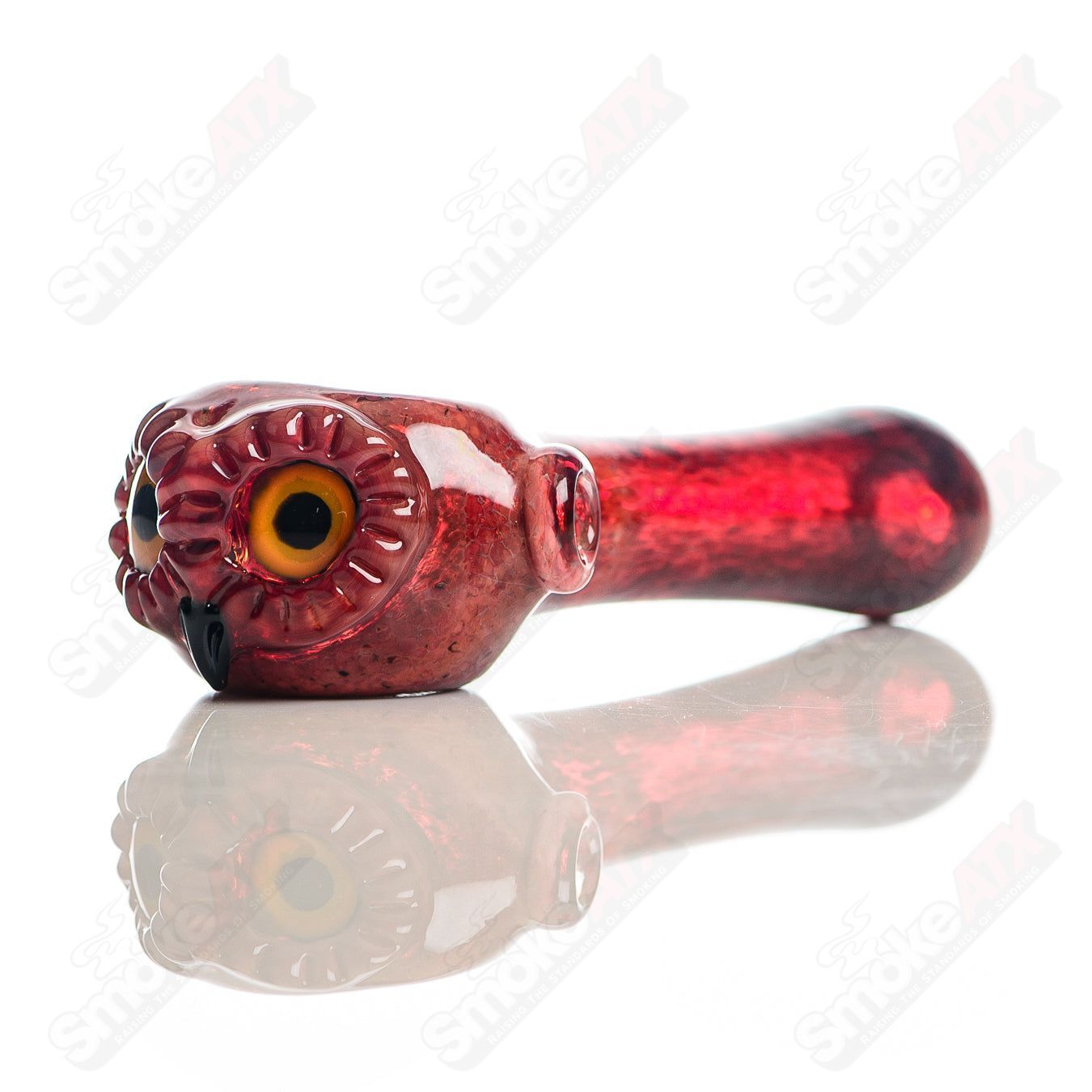 Red Spotted Owl Spoon Four Winds Flameworks - Smoke ATX