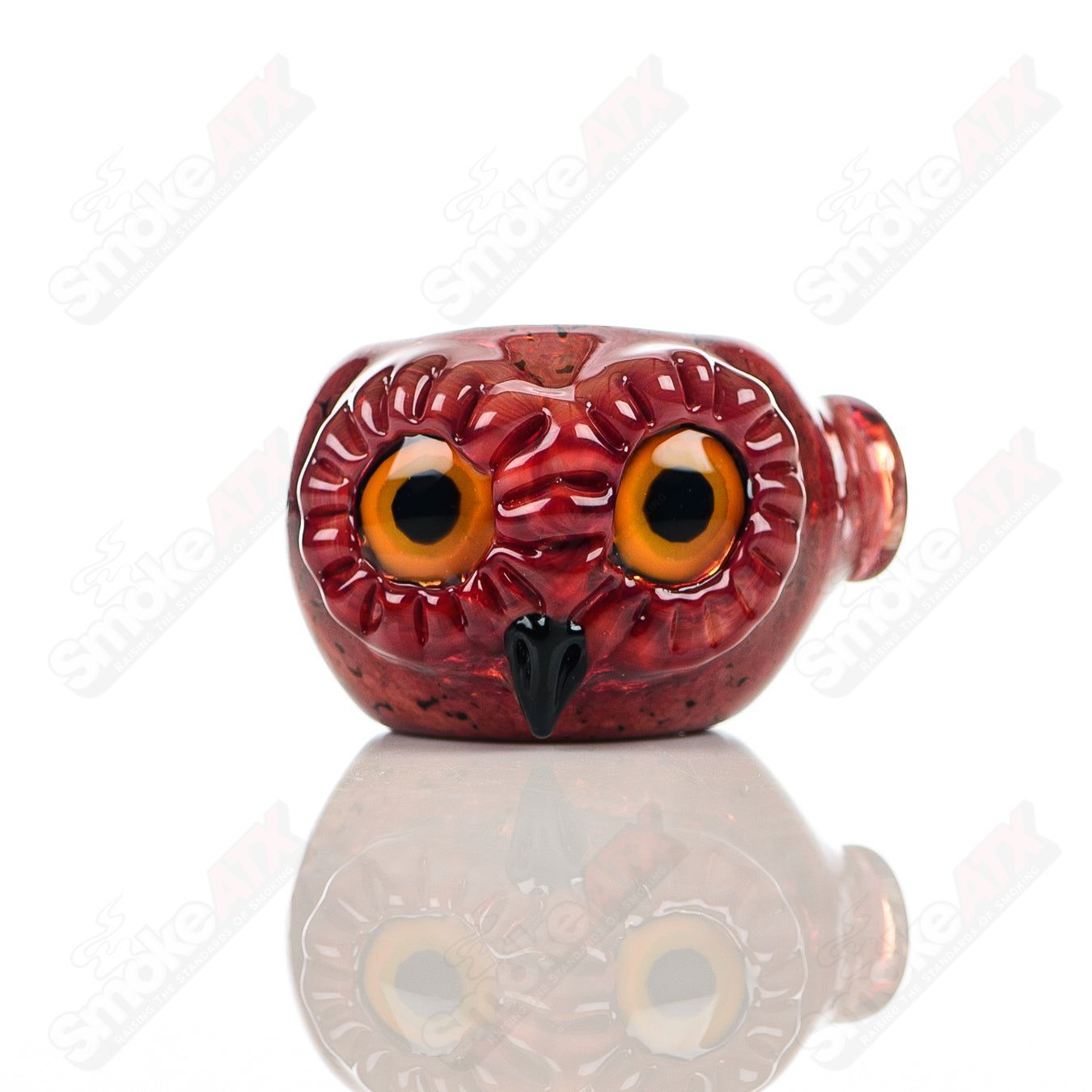 Red Spotted Owl Spoon Four Winds Flameworks - Smoke ATX