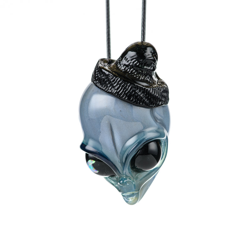#1 Alien Pendant w Beanie Ghost Glass