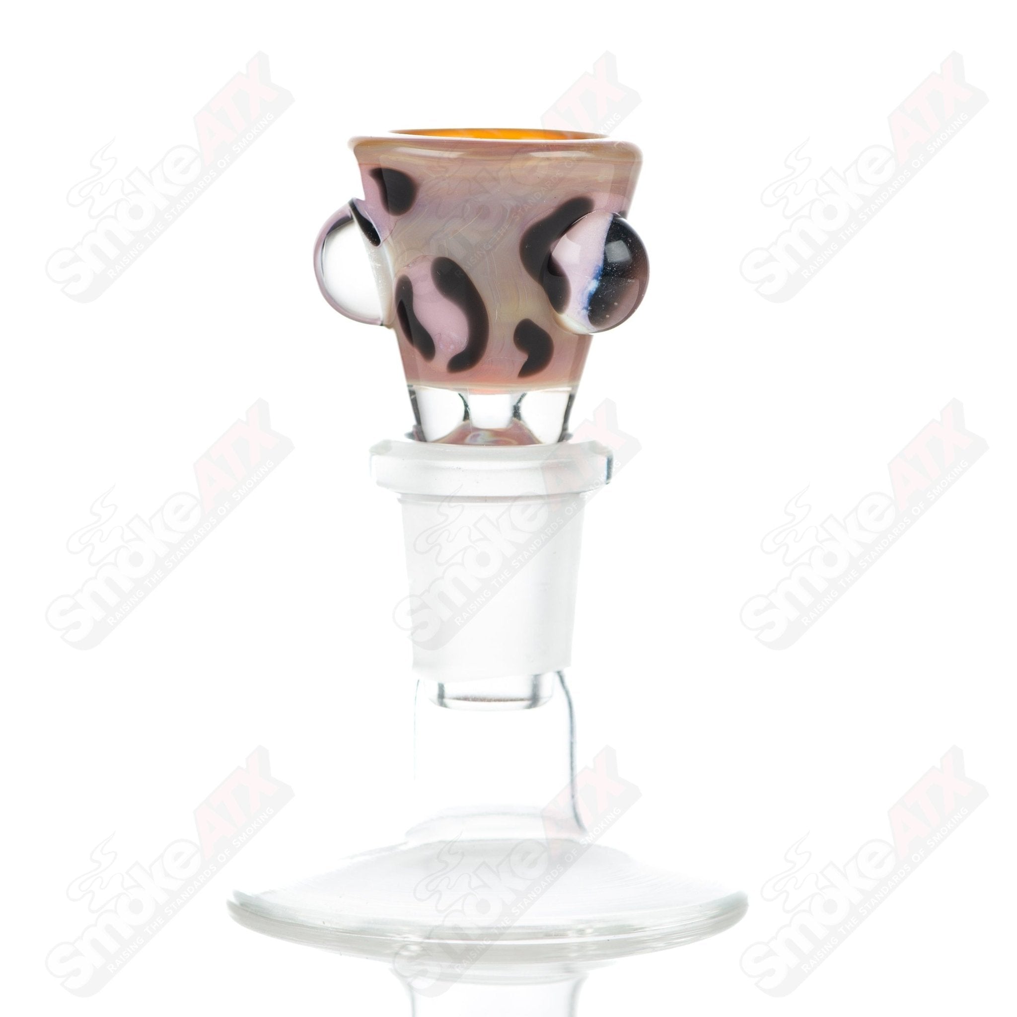 2 14mm Leopard Print Martini Bowl w Dots Adventures In Glass Blowing - Smoke ATX