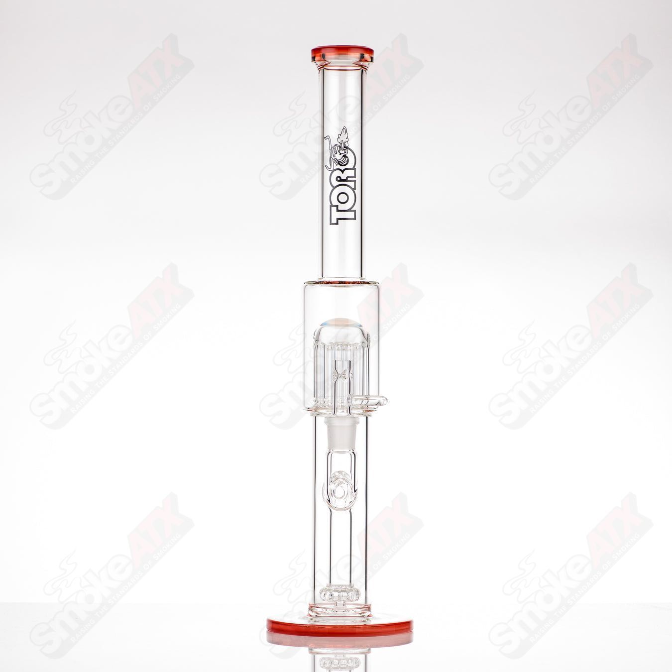 2 18mm Circ to 13 Arm Perc w Color Foot/Mouthpiece Accents Toro Glass - Smoke ATX