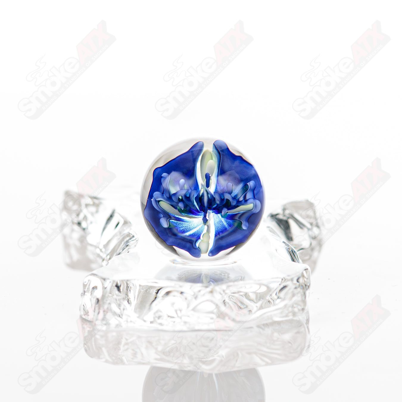 Blue Flower Topper Marble Kobuki Glass Kobuki Glass - Smoke ATX