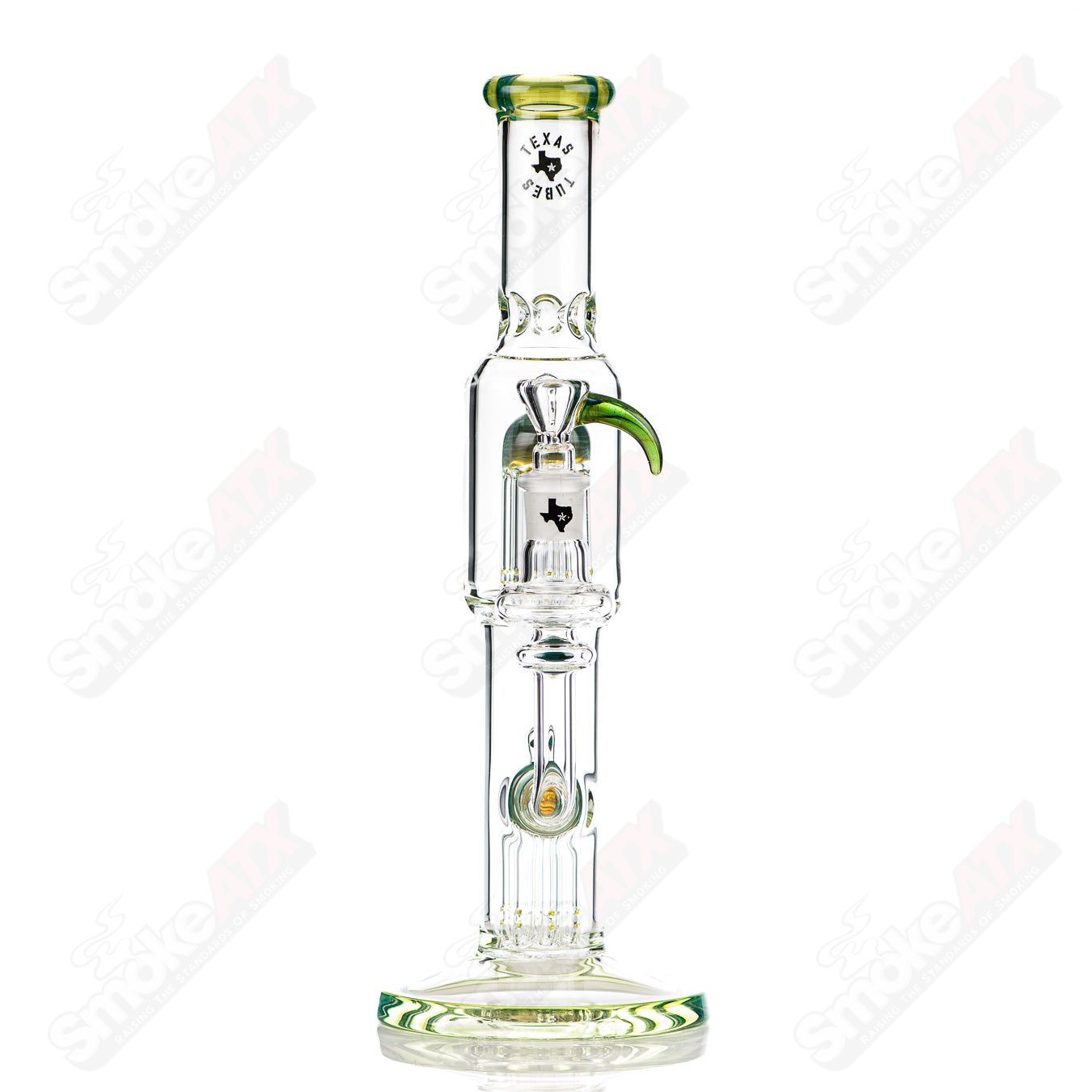 16in 18mm Twin 8 Arm (Green Energy) Texas Tubes - Smoke ATX