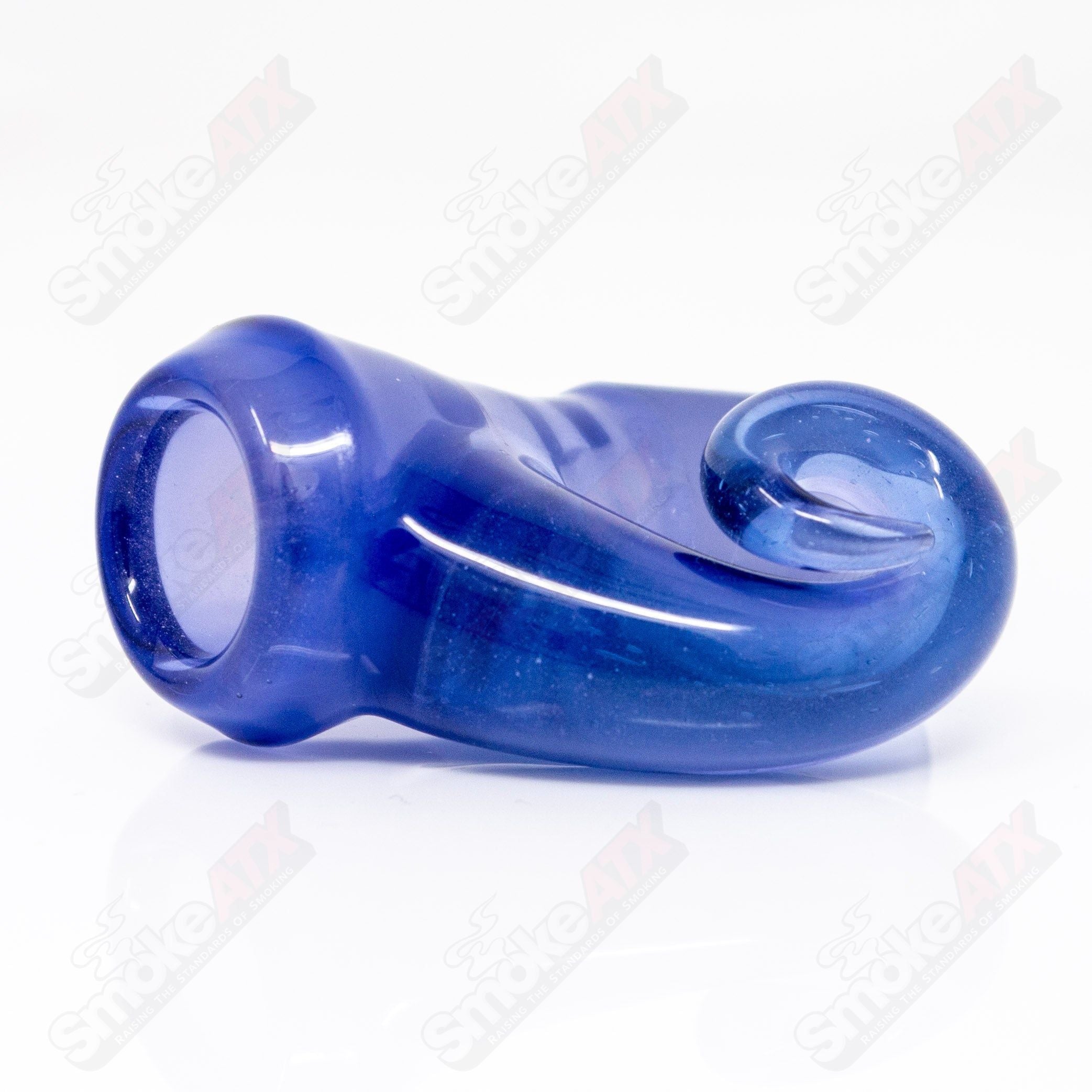 Light Cobalt Over Purple Satin UV Black T Glass 18mm Fully Worked Slide - Smoke ATX