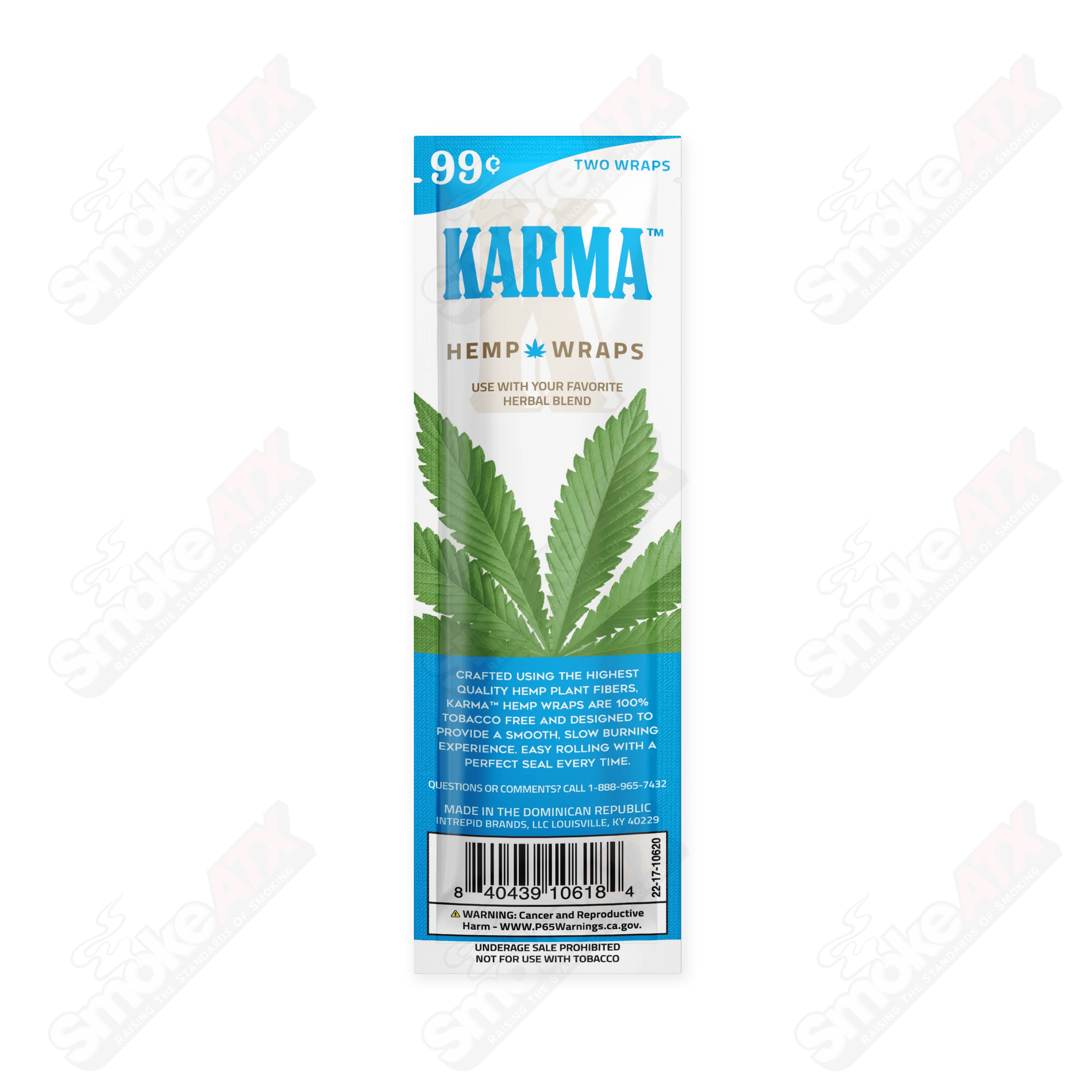 Blazin Blue Karma Hemp Wraps - Smoke ATX