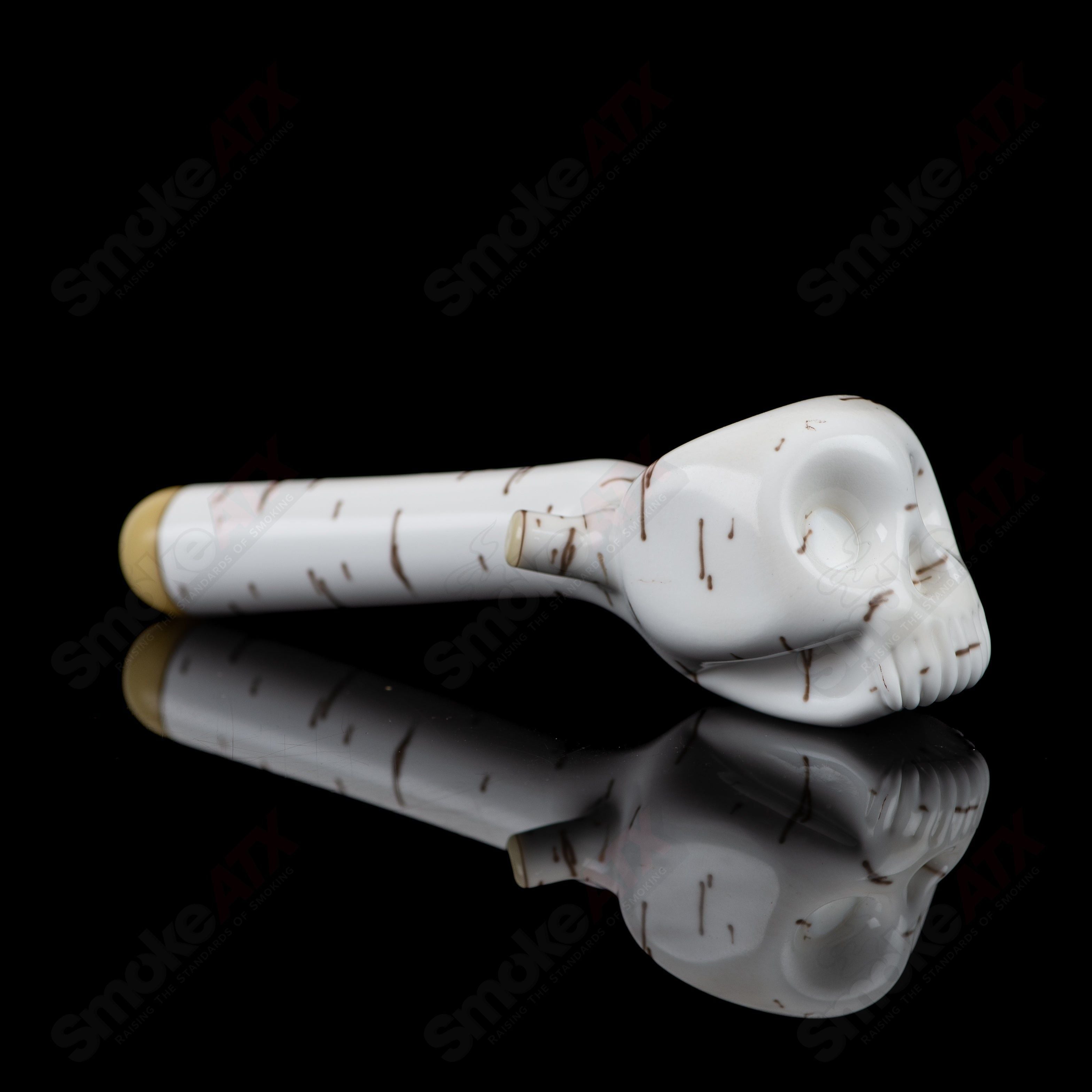 #1 Birch Skull Spoon Foster Glass - Smoke ATX