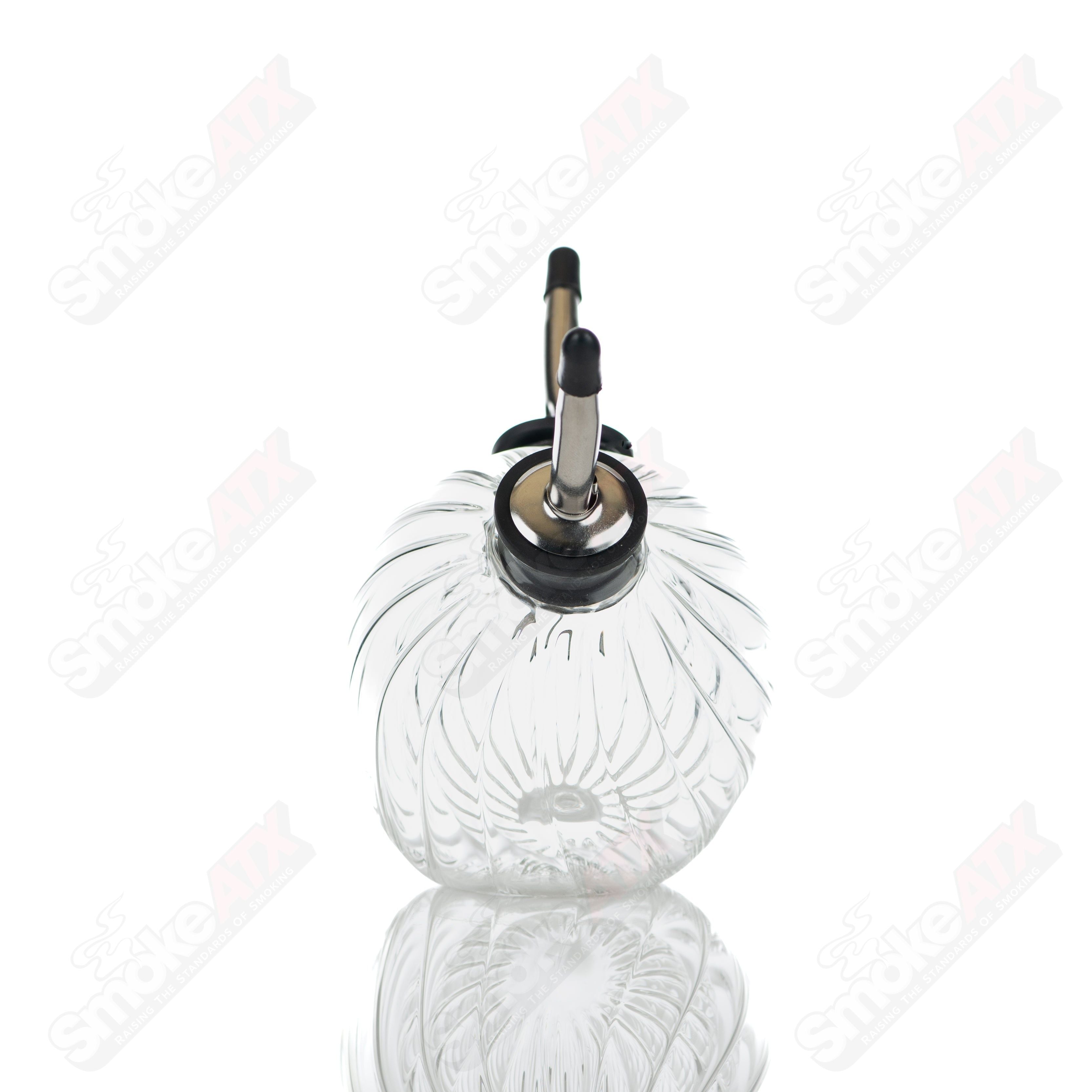 Two in One Oil & Vinegar Scalloped Sphere Bottle By Texas Hot Glass - Smoke ATX