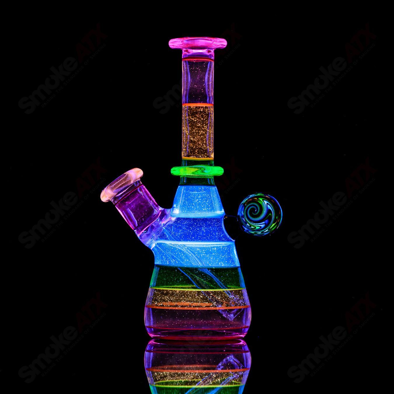 #2 14mm UV Secret Double Rainbow Tube Dustorm Glass - Smoke ATX
