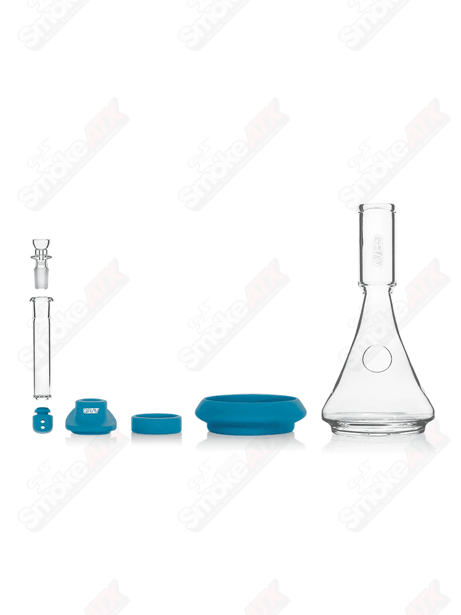 Clear/Blue Deco Beaker w Silicone Accents Grav - Smoke ATX