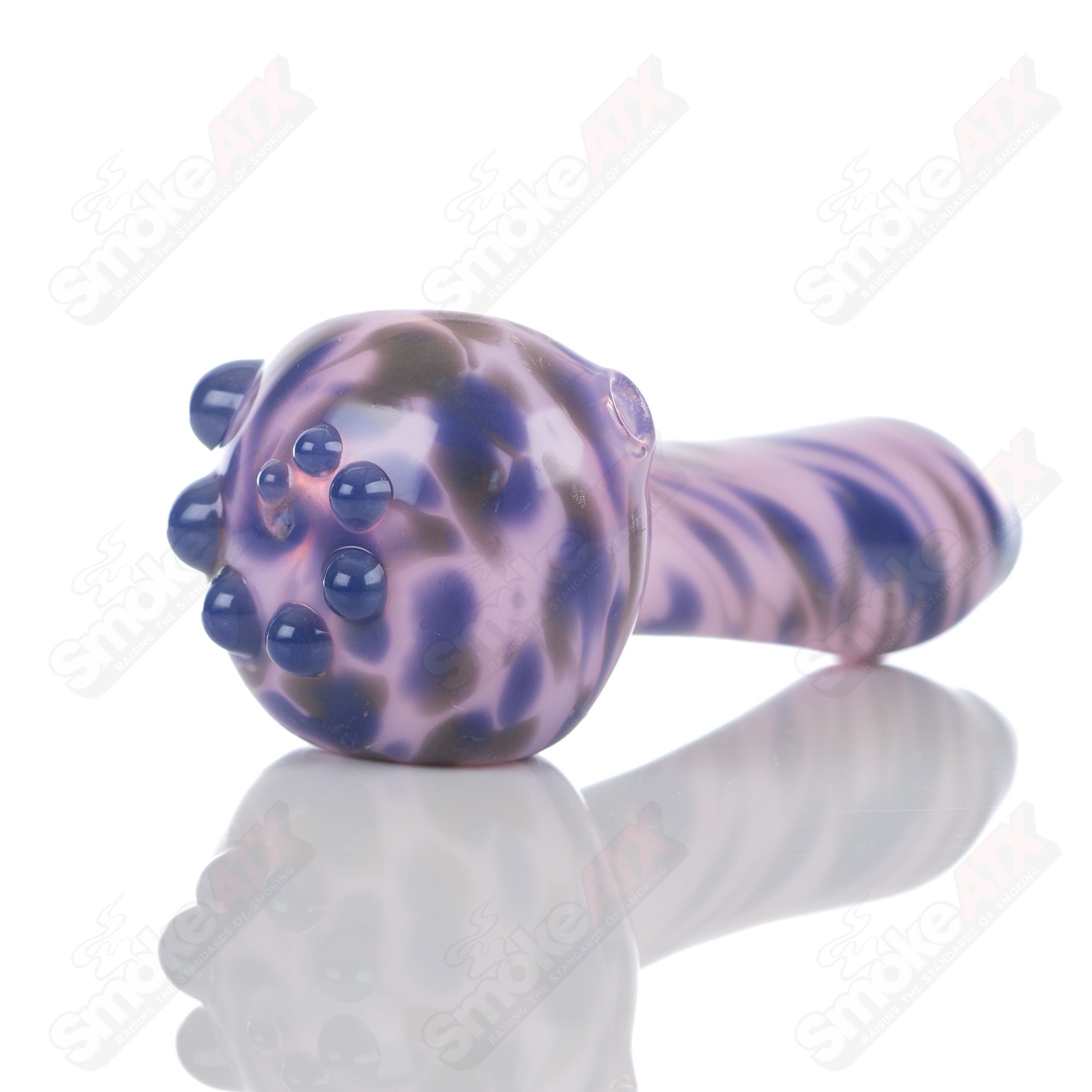 #4 Pink Splatter Spoon Pipe Adventures In Glass Blowing - Smoke ATX