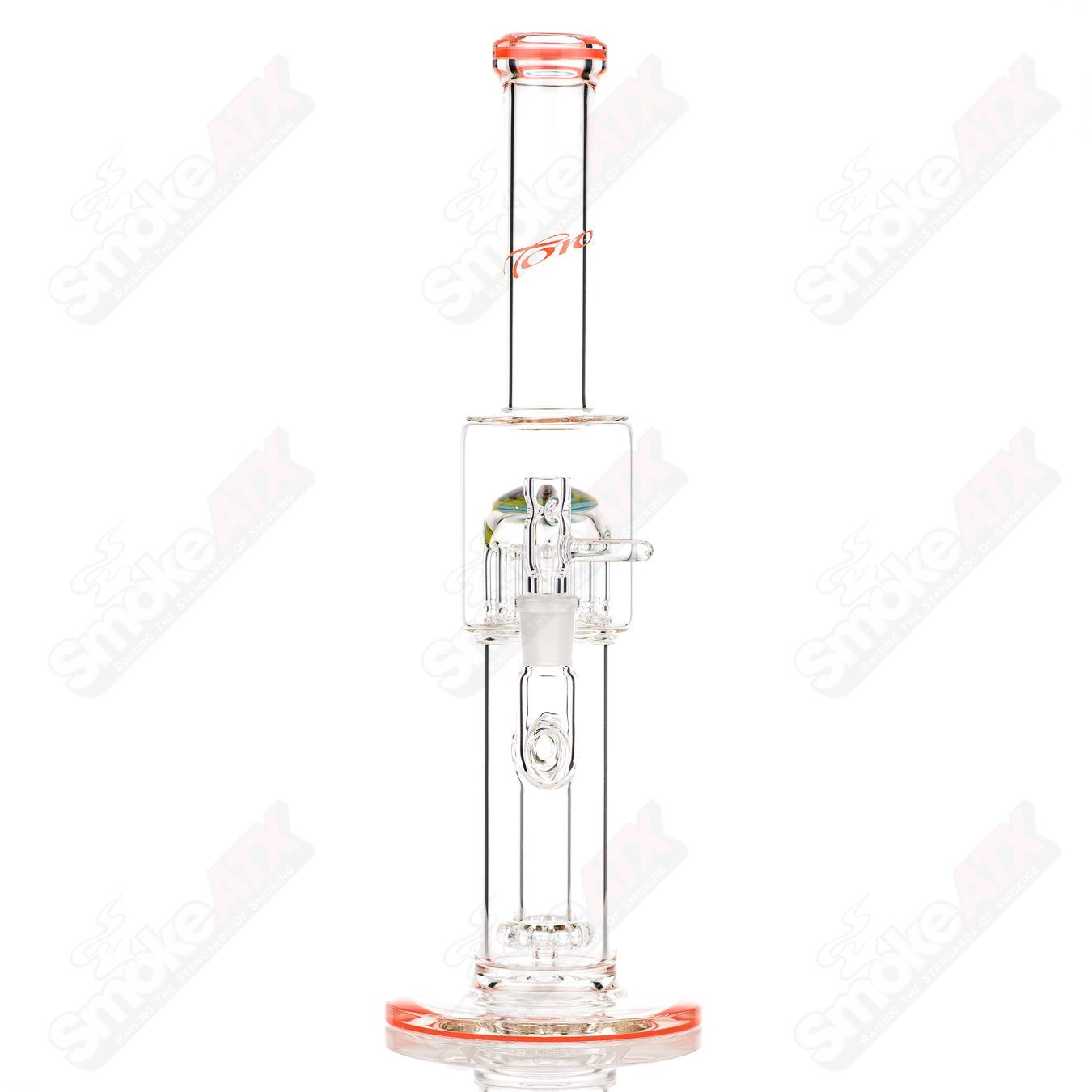 #1 14mm Mini Circ to 13 Arm Conturax w Color Accent and Worked Section Toro Glass - Smoke ATX
