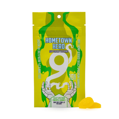 100mg Pineapple Select Spectrum D9 Gummies Hometown Hero - Smoke ATX