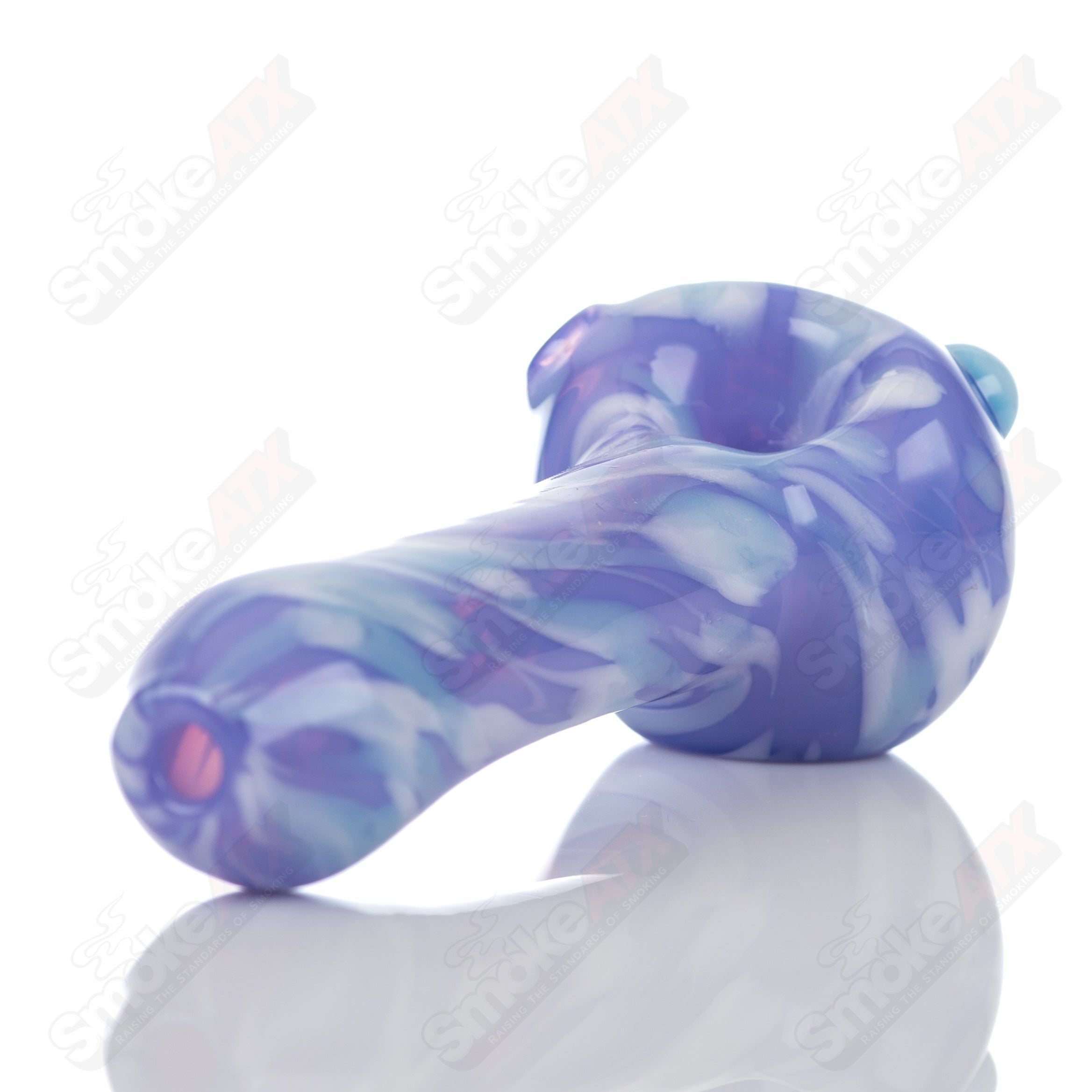 #4 Purple Splatter Spoon Pipe Adventures In Glass Blowing - Smoke ATX