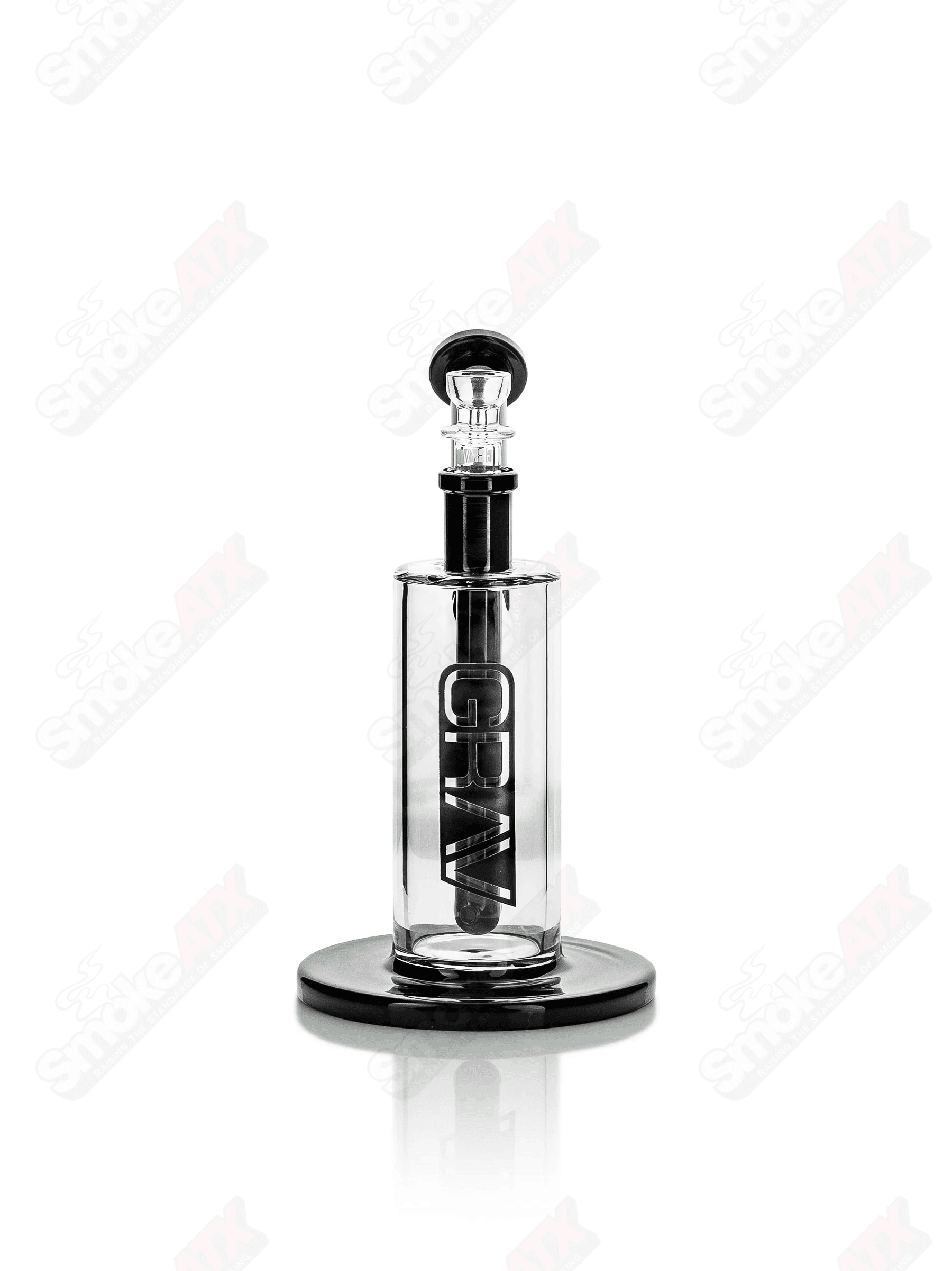 7" Medium Upright Bubbler w Black Accents Grav - Smoke ATX
