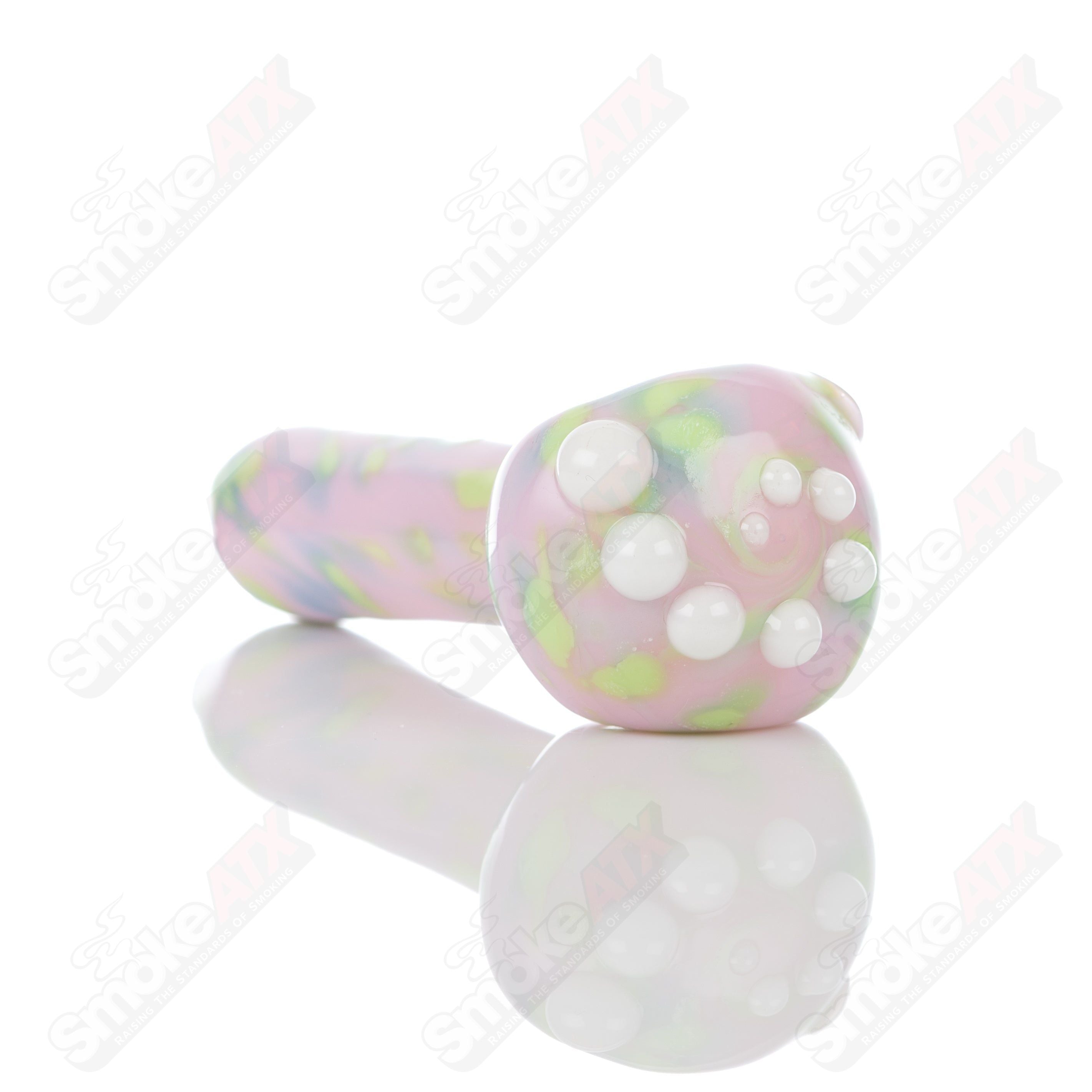 #1 Pink Splatter Spoon Pipe Adventures In Glass Blowing - Smoke ATX