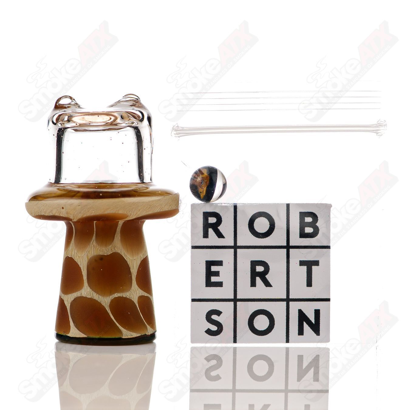 Clear Giraffe Spinner Cap w Pearl Robertson Glass - Smoke ATX