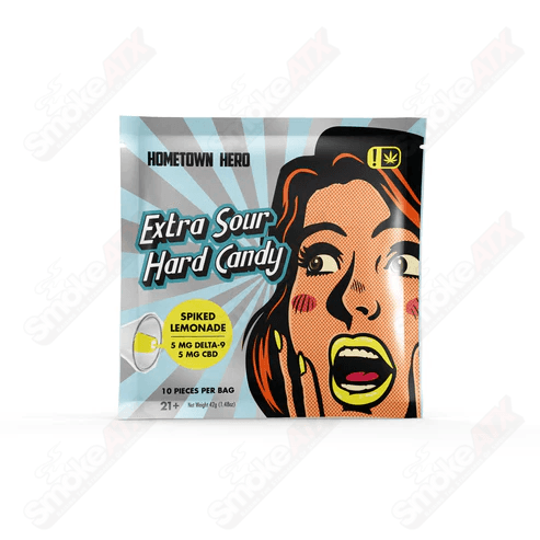 5mg Spiked Lemonade Extra Sour Hard D9+CBD Candy (5mg/5mg) Hometown Hero - Smoke ATX