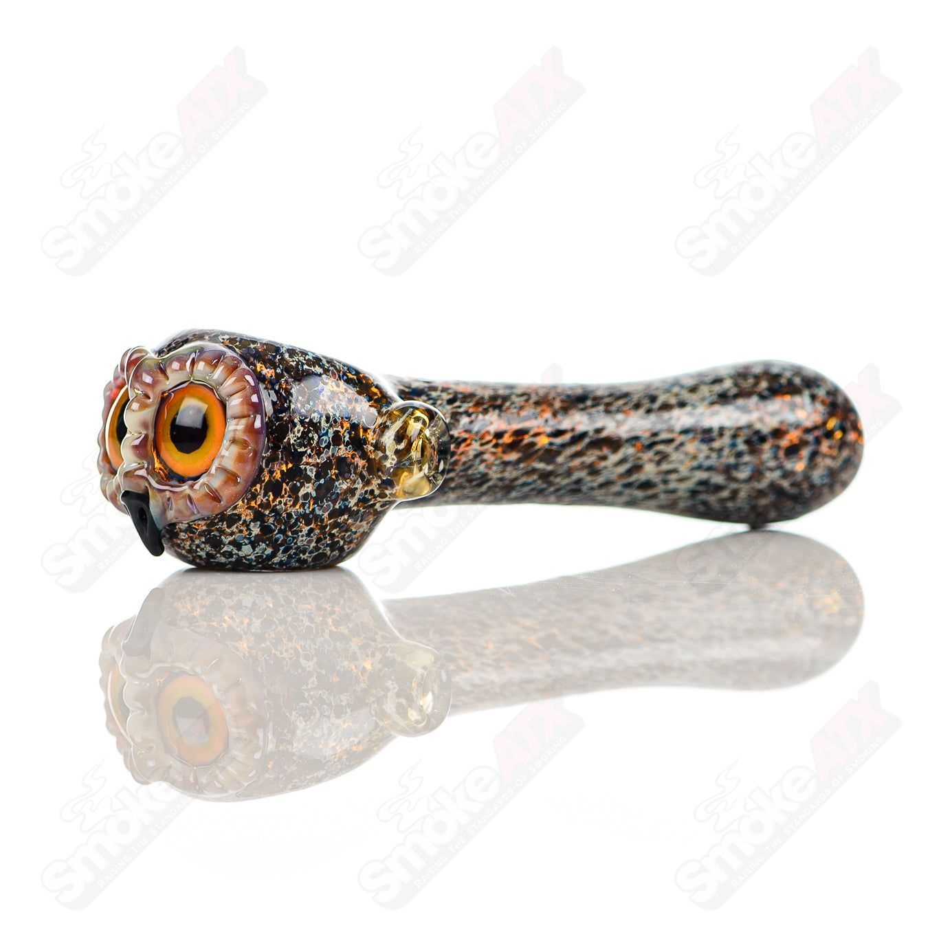 Black Spotted Owl Spoon Four Winds Flameworks - Smoke ATX