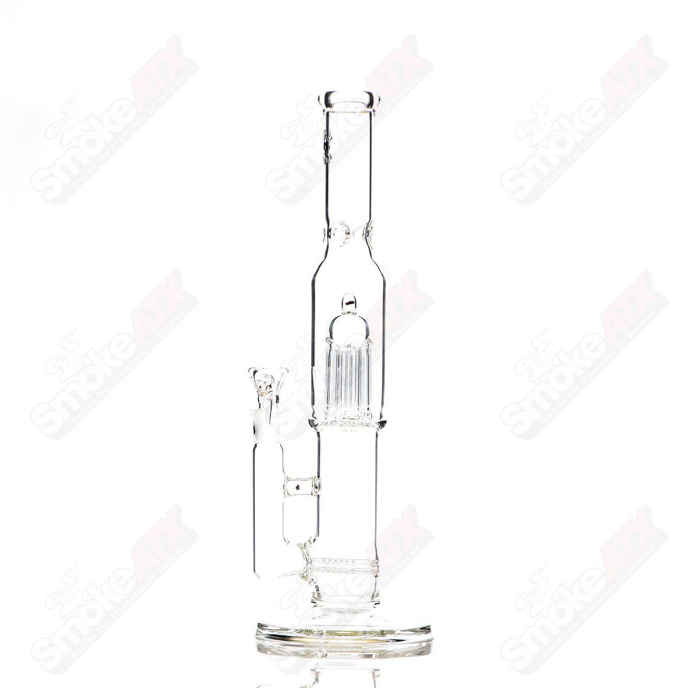16in 18mm Clear Dual Stemline to 8 Arm Texas Tubes - Smoke ATX