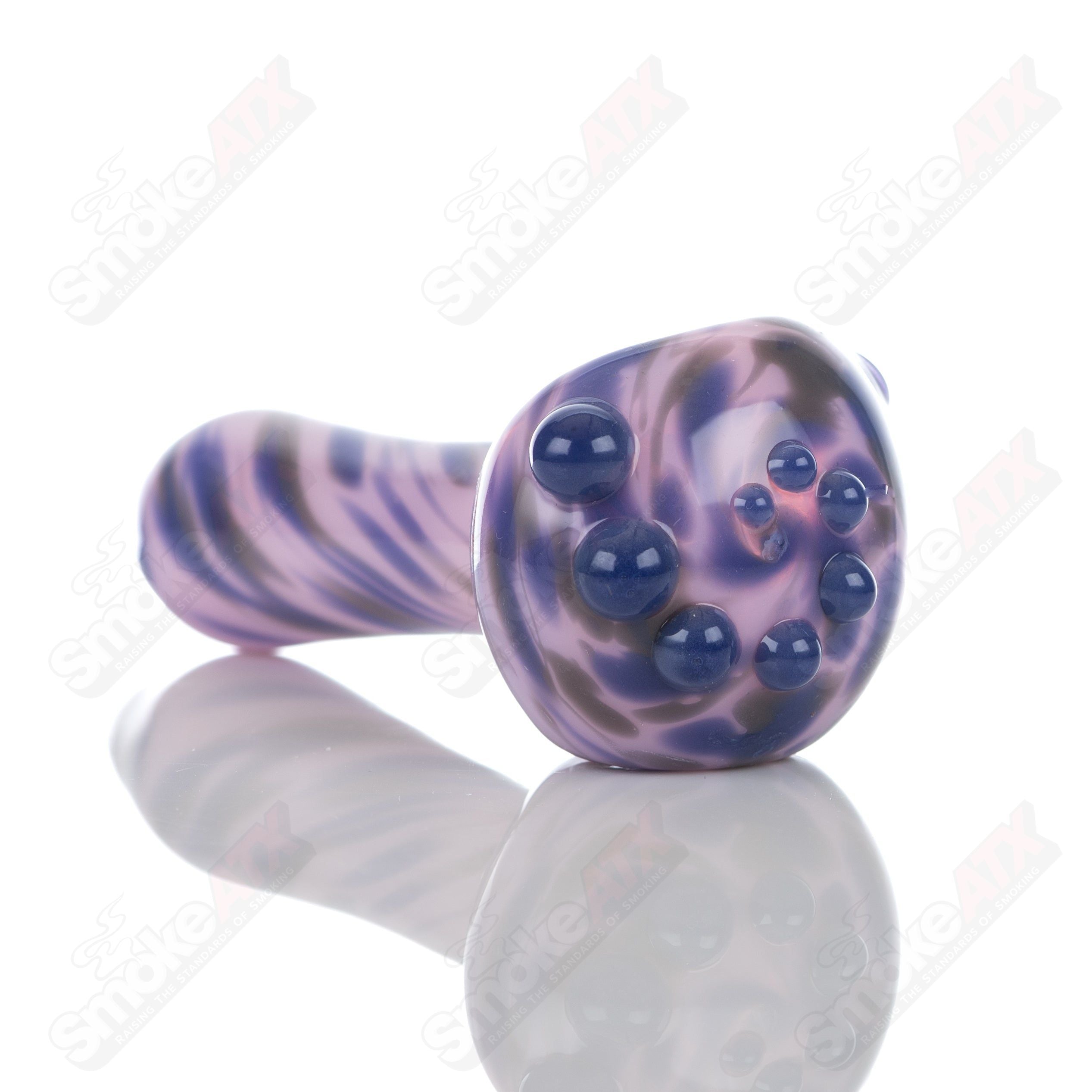 #4 Pink Splatter Spoon Pipe Adventures In Glass Blowing - Smoke ATX