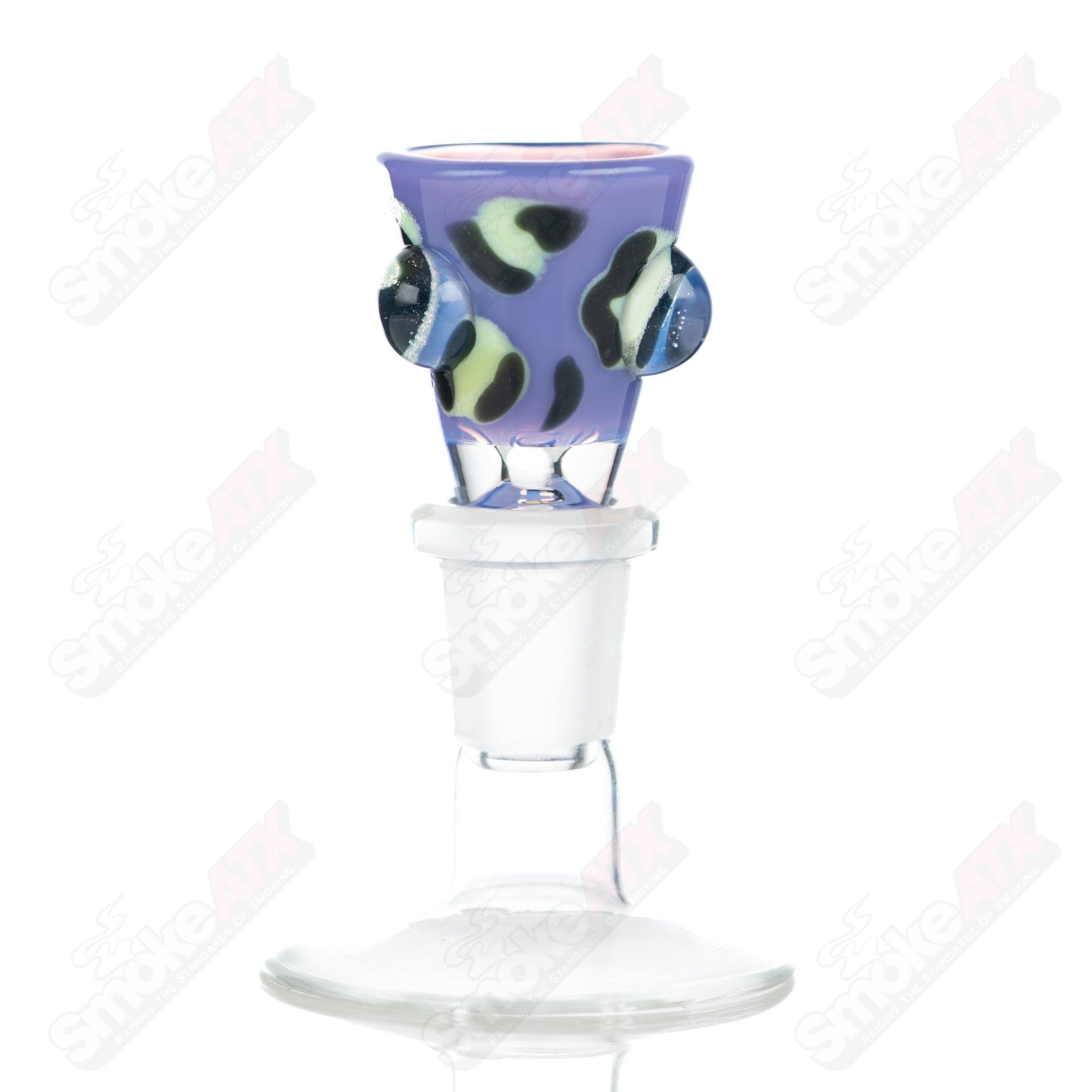 #4 14mm Leopard Print Martini Bowl w Dots Adventures In Glass Blowing - Smoke ATX