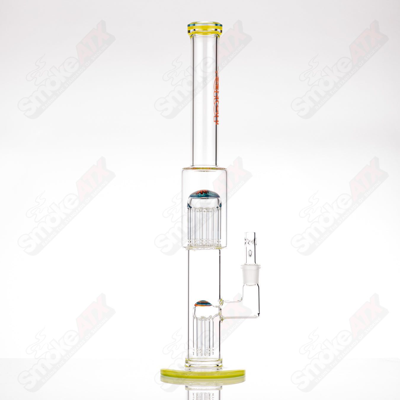 #3 18mm 7/13 Arm Perc w Worked Sections Toro Glass - Smoke ATX