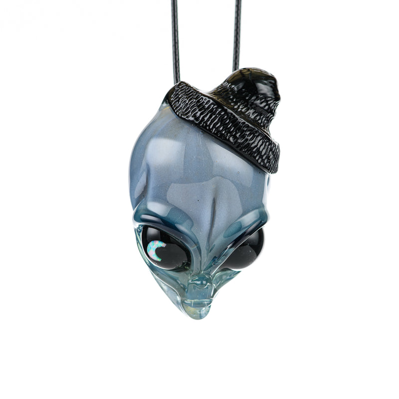 #1 Alien Pendant w Beanie Ghost Glass