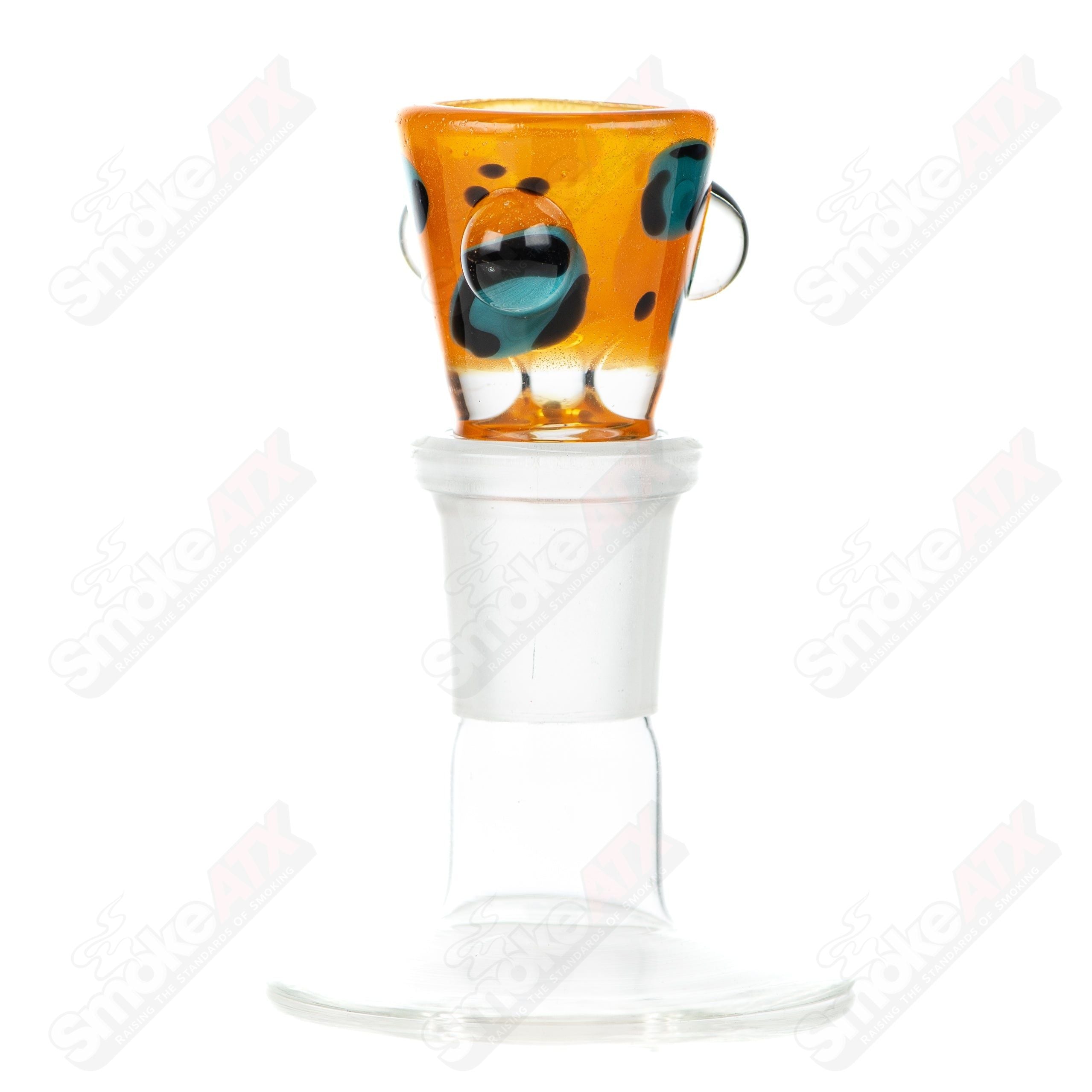 #4 18mm Leopard Print Martini Bowl w Dots Adventures In Glass Blowing - Smoke ATX