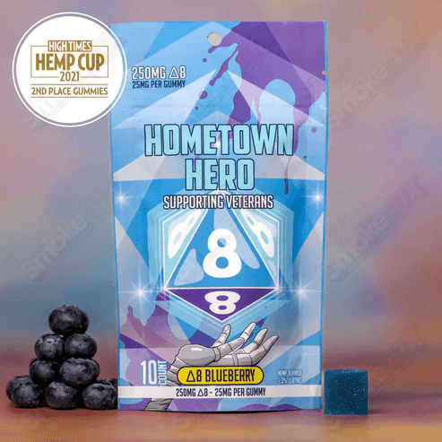 250mg Blueberry Delta 8 Gummies Hometown Hero - Smoke ATX