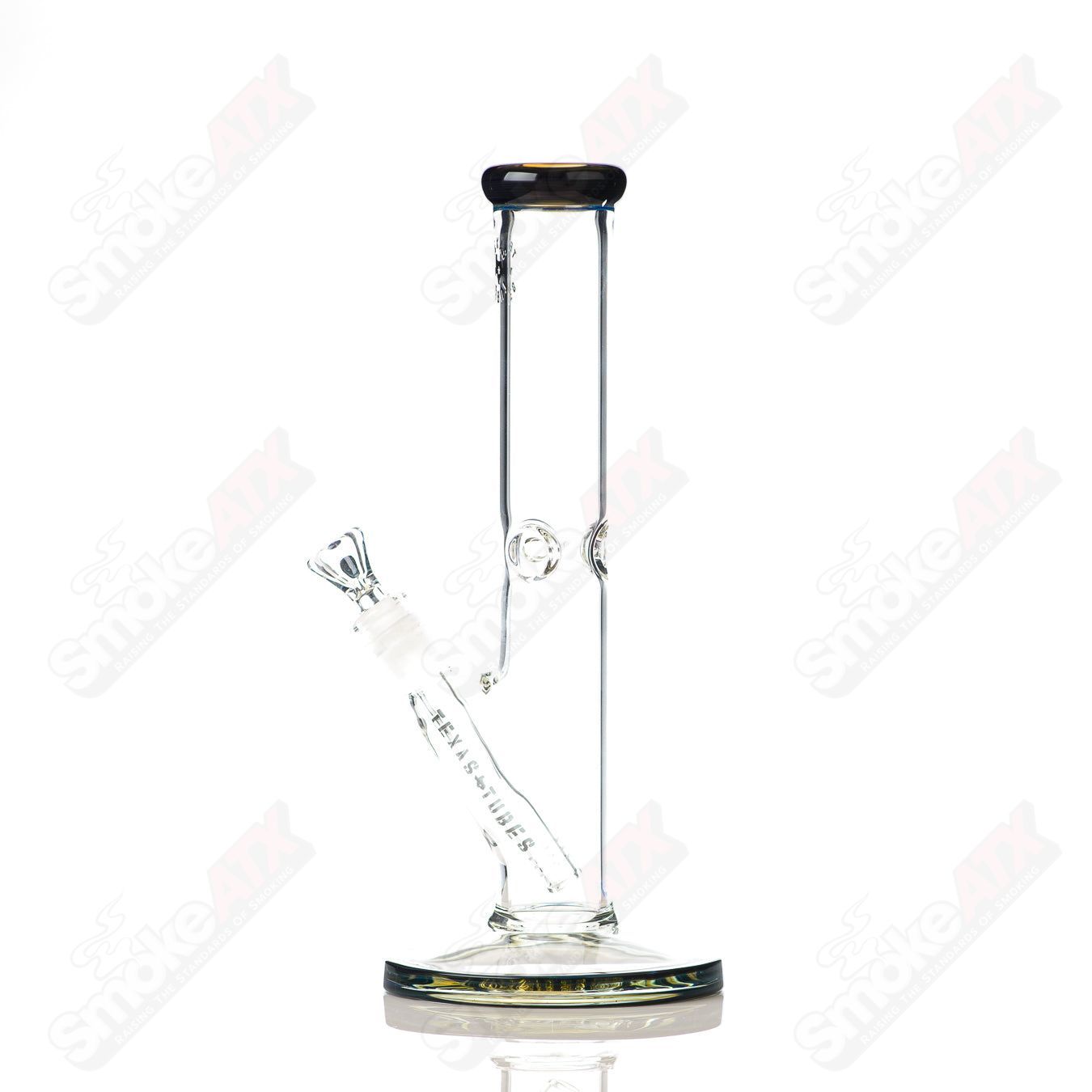 12in 14mm Straight Tube (Blue-Green ) Texas Tubes - Smoke ATX