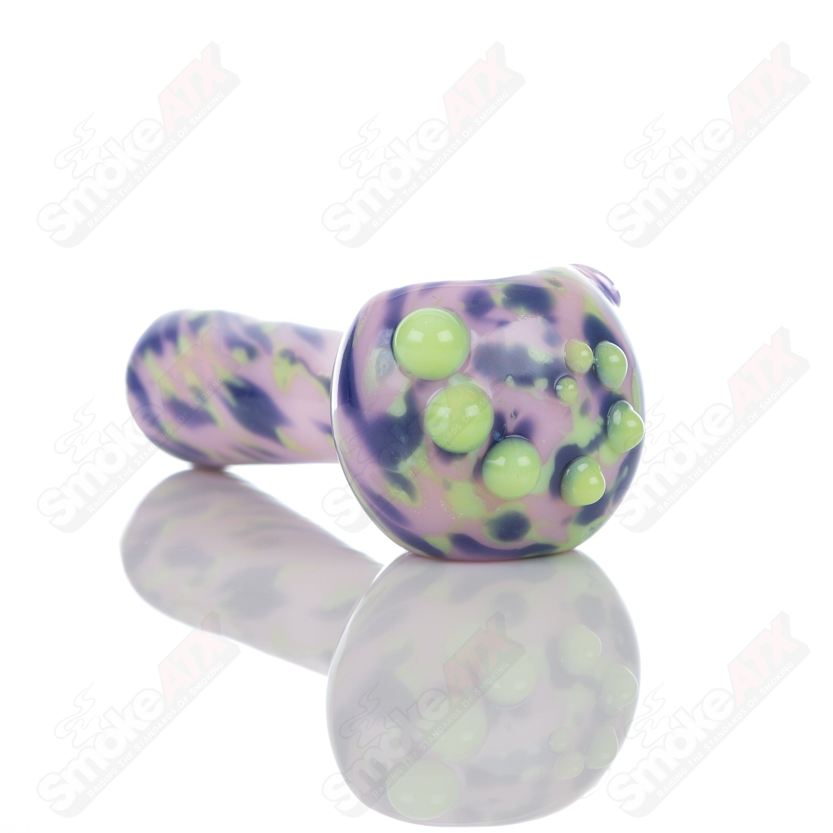 #2 Pink Splatter Spoon Pipe Adventures In Glass Blowing - Smoke ATX
