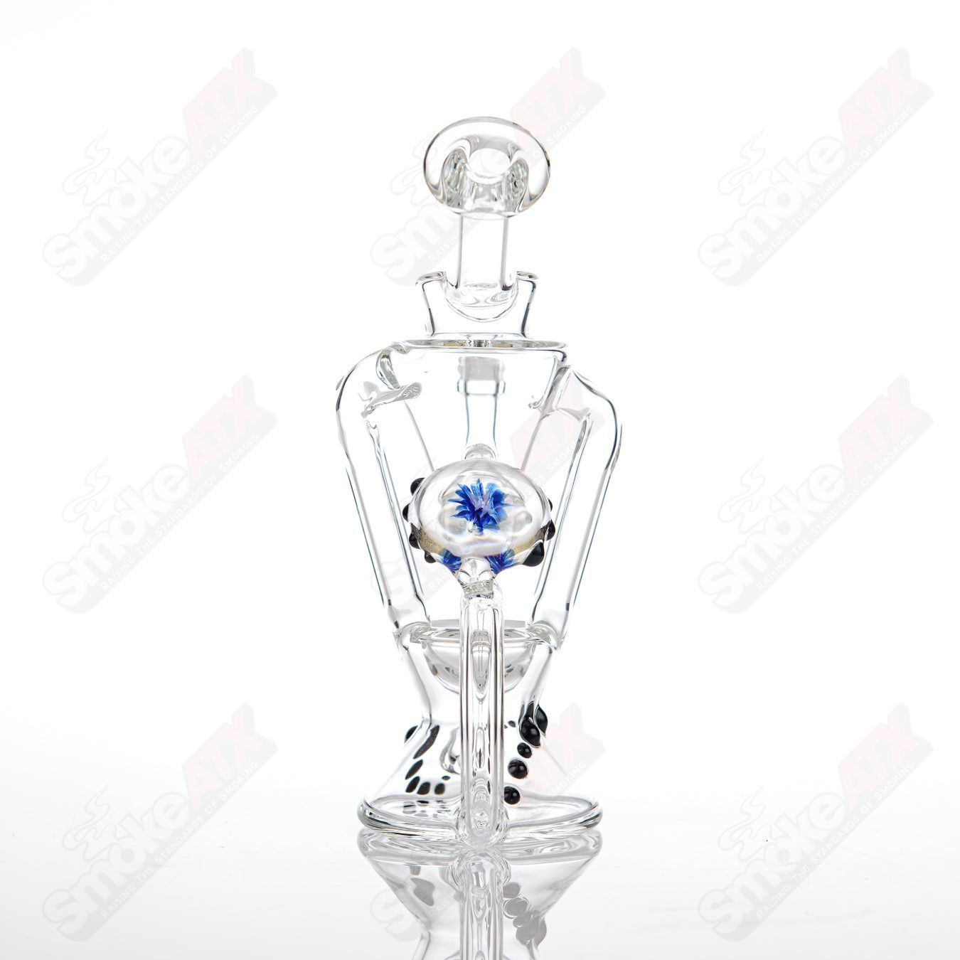 Clear Dual Uptake Recycler King Leo Glass - Smoke ATX