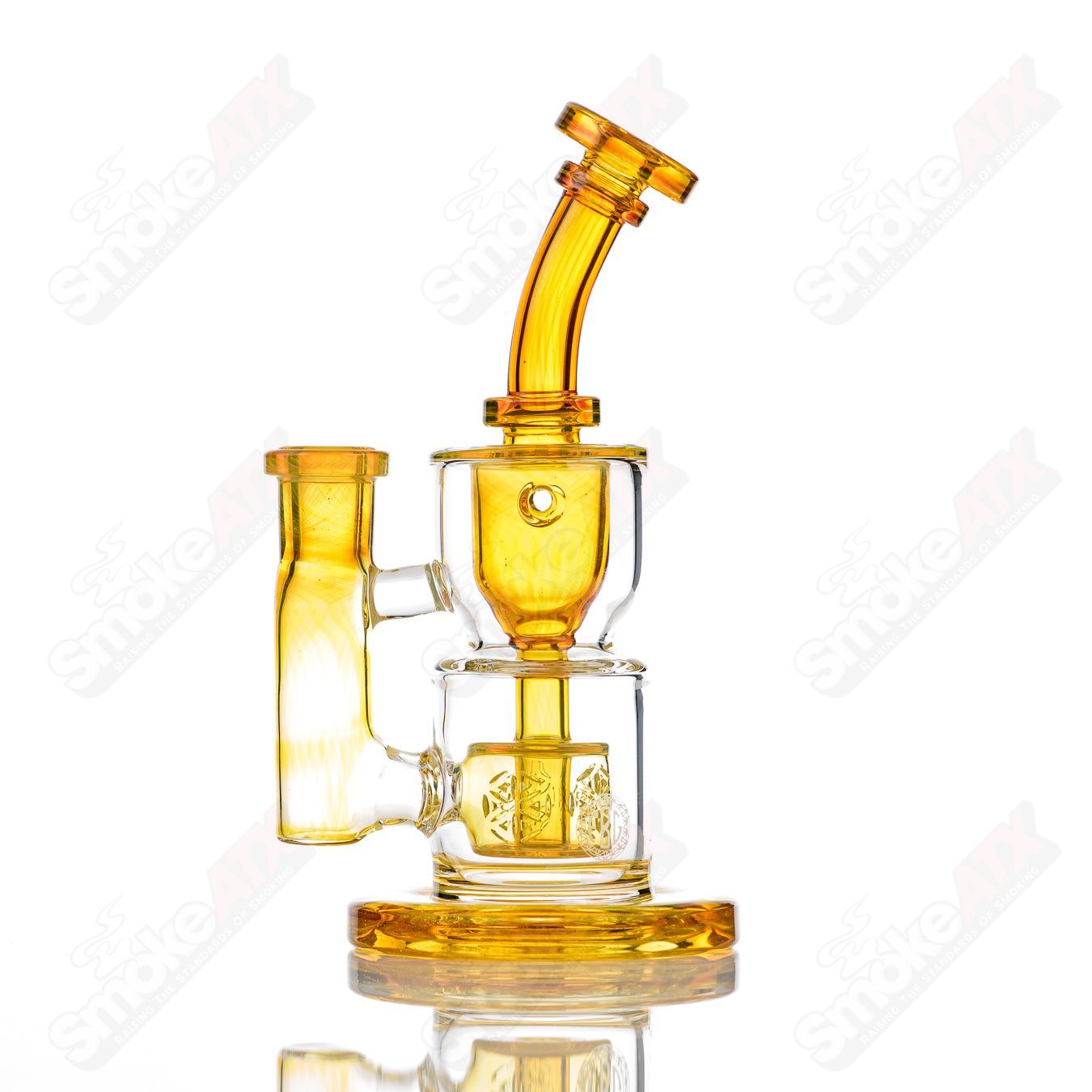 8in 14mm Hourglass Taurus Incycler Fat Boy Glass Northstar Yellow - Smoke ATX