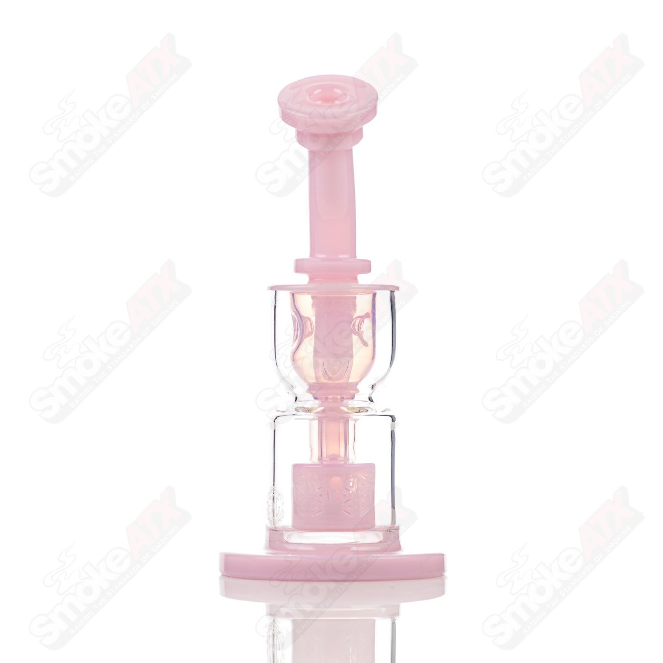 8in 14mm Hourglass Taurus Incycler Fat Boy Glass Pink - Smoke ATX