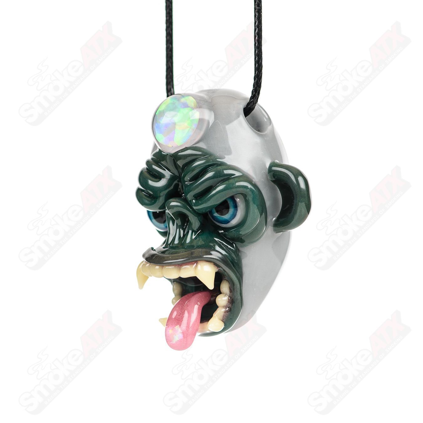 Killa Gorilla Pendant W/ Opal Accents Coyle x Firefly Glass - Smoke ATX