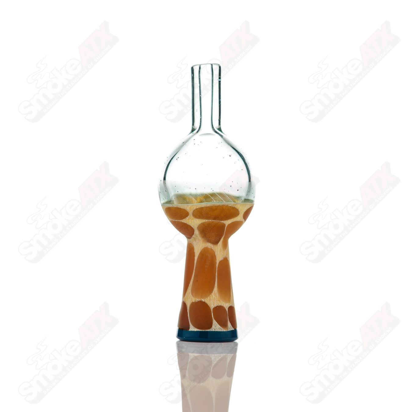 Transparent Blue w Blue Accent Giraffe Print Bubble Cap Robertson Glass - Smoke ATX