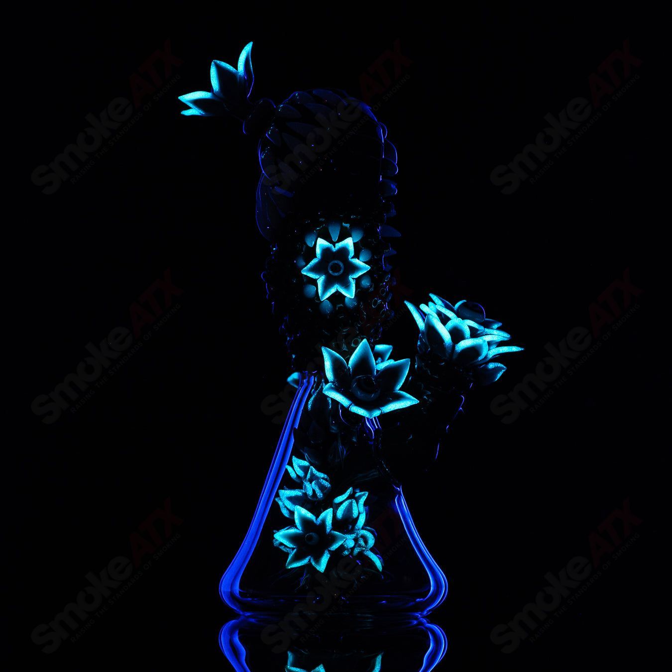 UV Saltactus Rig (India Green/Blush/Blue Glowstick) Unparalleled Glass x SALT - Smoke ATX