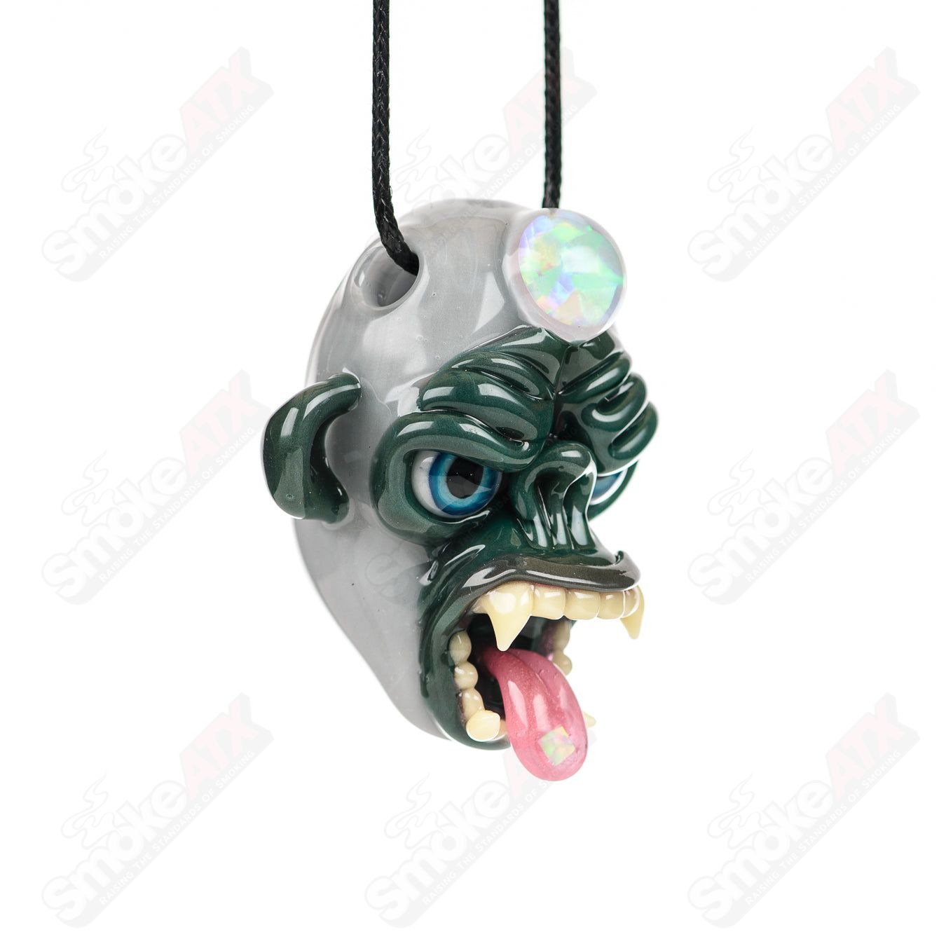 Killa Gorilla Pendant W/ Opal Accents Coyle x Firefly Glass - Smoke ATX