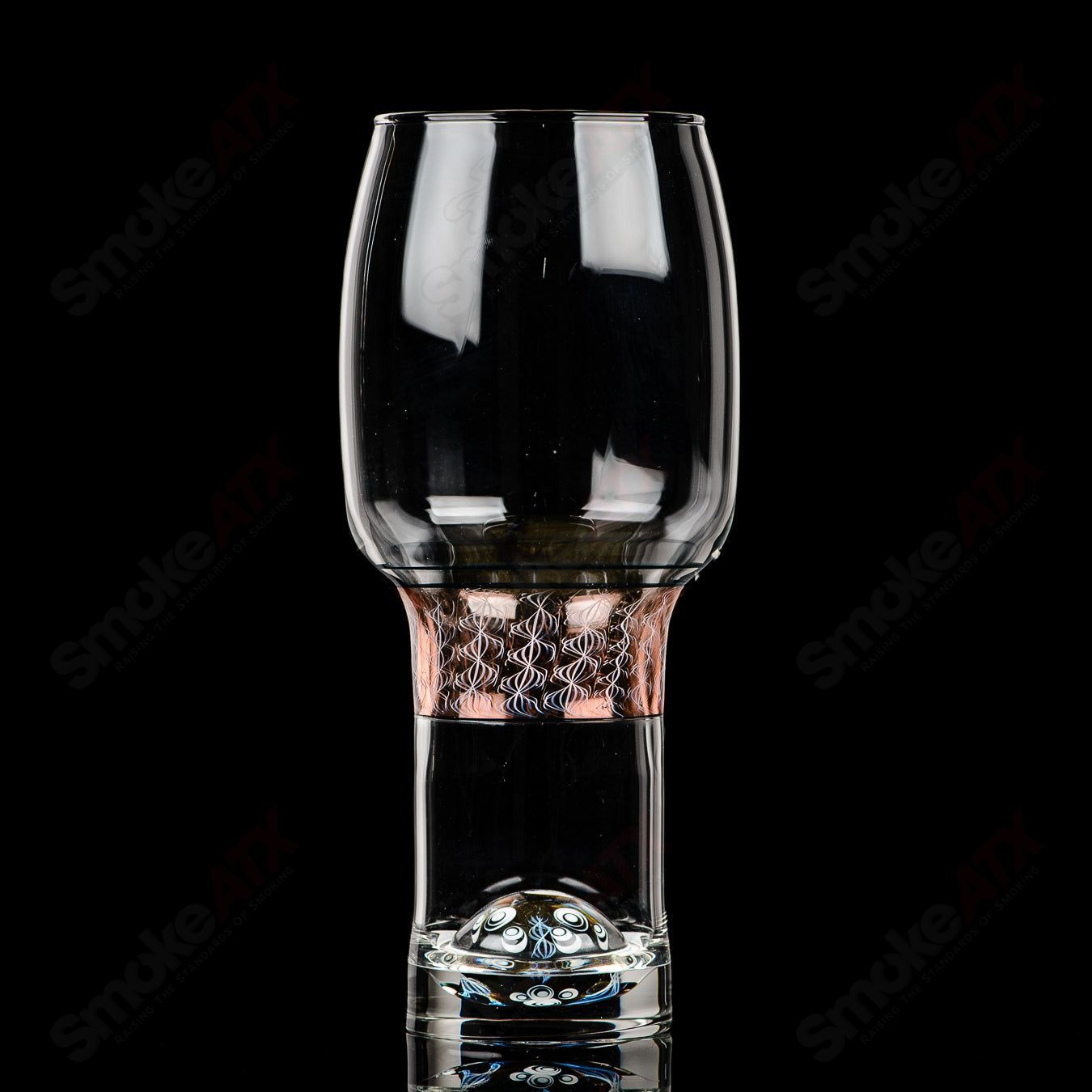#1 Craft Beer Glass w Reticello Accents and Dotstack Base Indo Glass - Smoke ATX