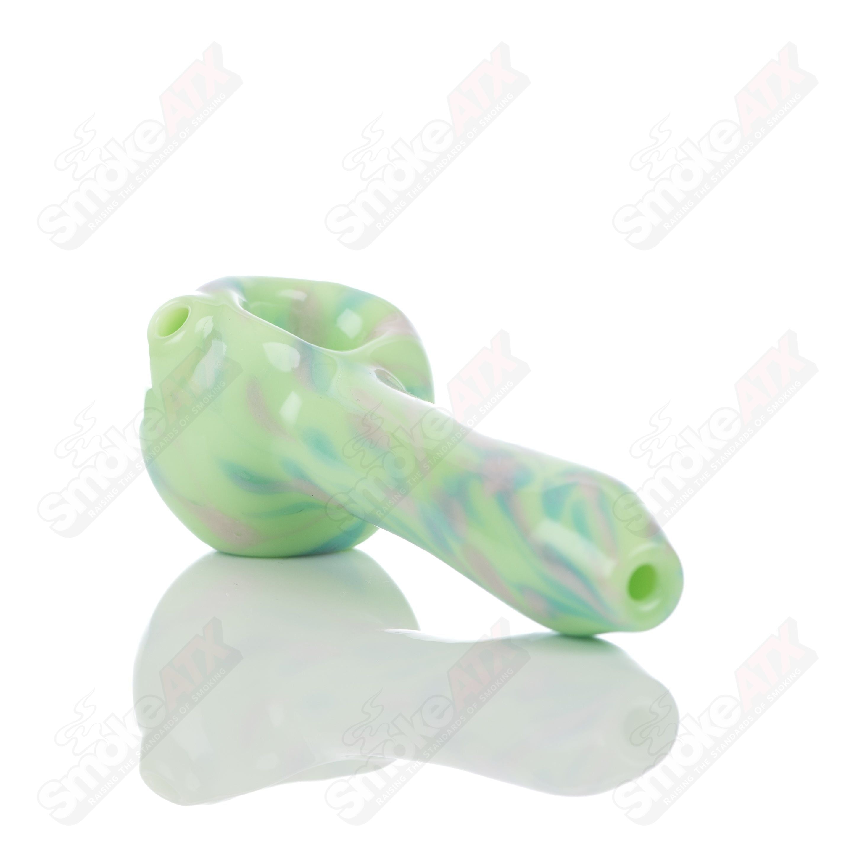 #2 Kiwi Splatter Spoon Pipe Adventures In Glass Blowing - Smoke ATX