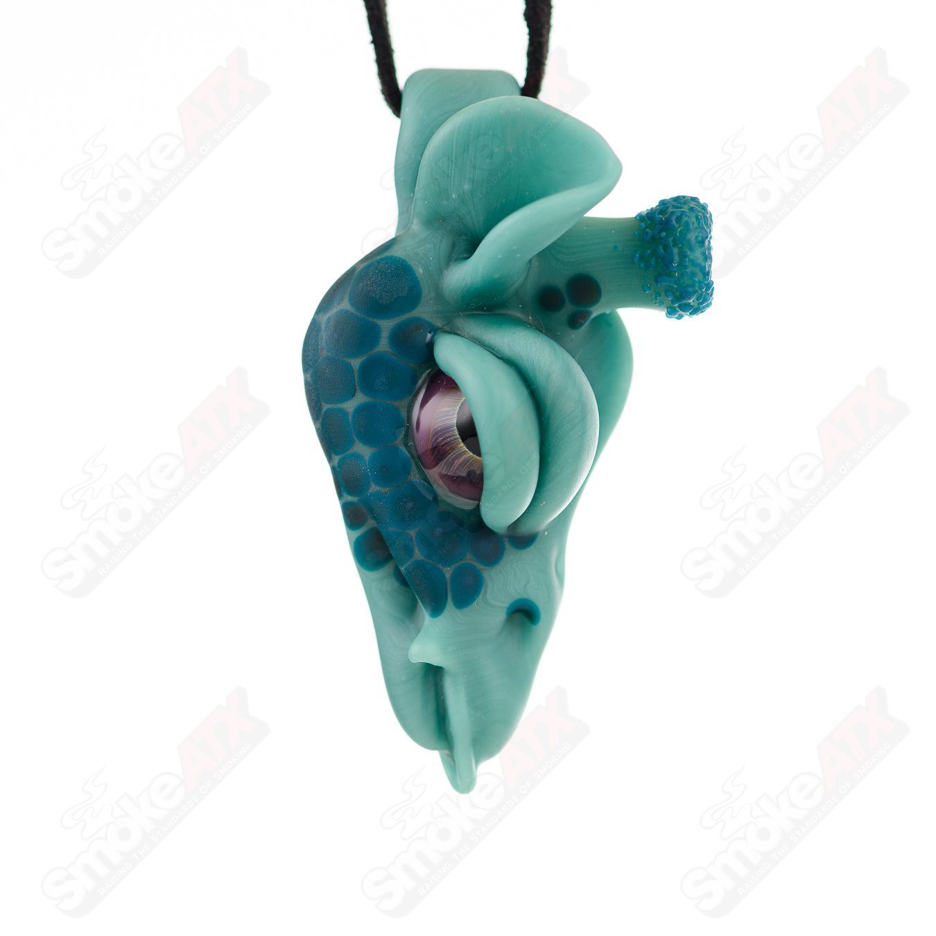 Giraffe Pendant Robertson Glass Aqua and Peacock - Smoke ATX