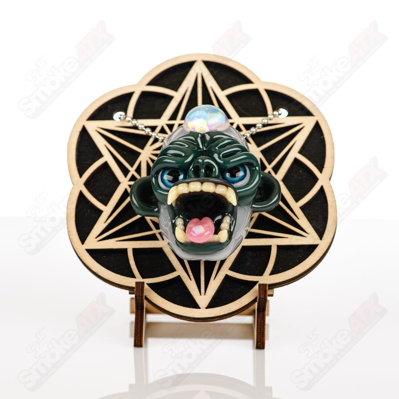 Killa Gorilla Pendant W/ Opal Accents Coyle x Firefly Glass - Smoke ATX