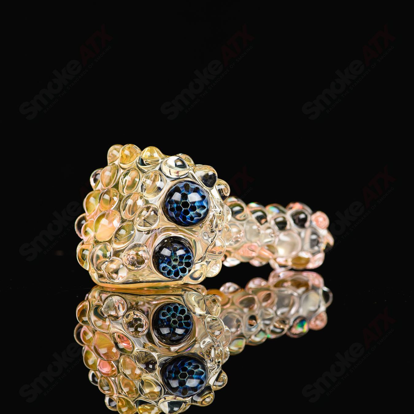 Fume Big Knobs Spammer w Honeycomb Millis and Opal Accents GD Glass - Smoke ATX