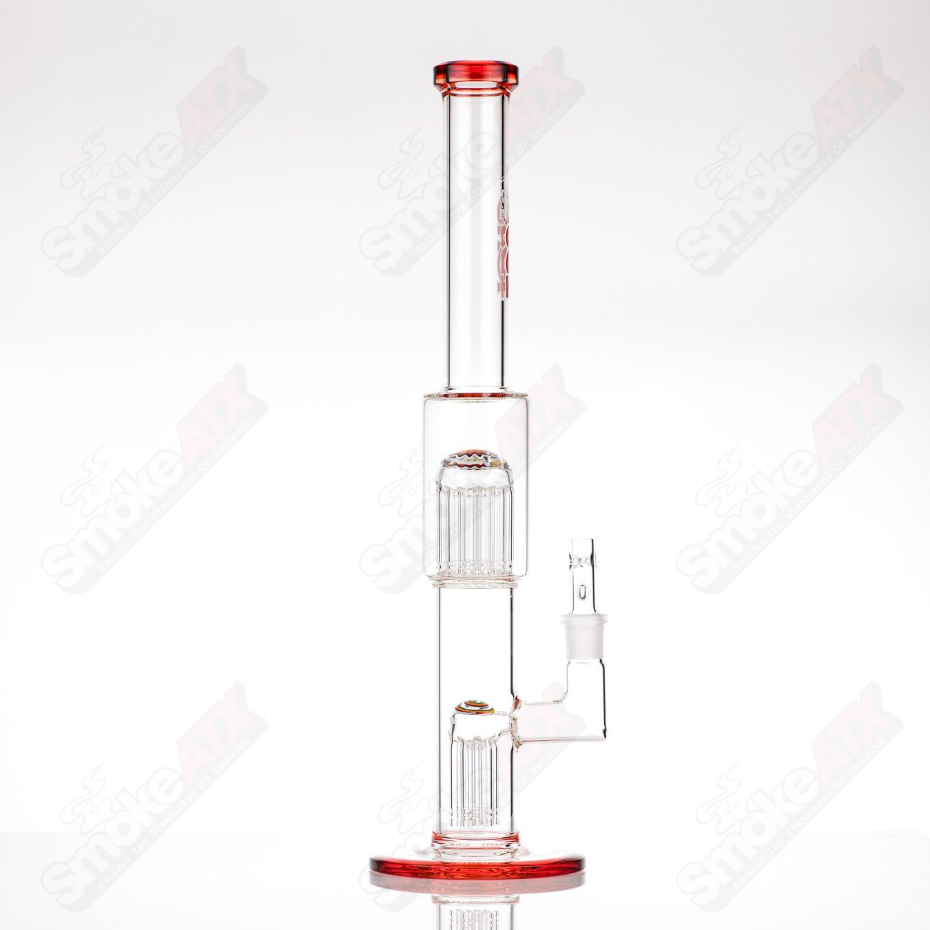 #2 18mm 7/13 Arm Perc w Worked Sections Toro Glass - Smoke ATX