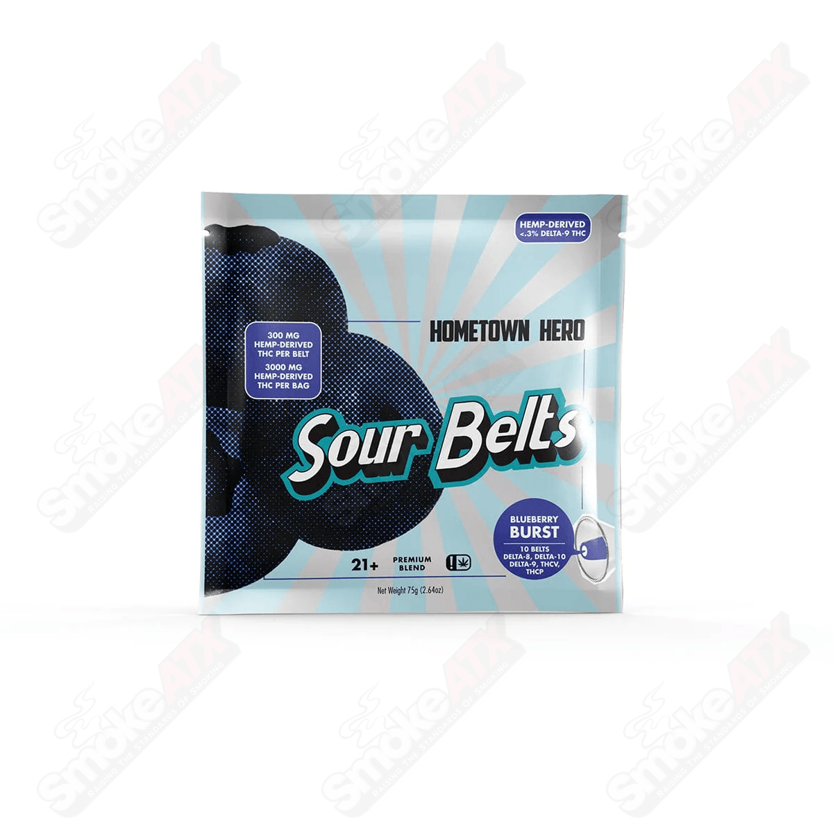 3000mg Blueberry Burst Sour Belts (D8/D9/D10/THCp/THCv) Hometown Hero - Smoke ATX