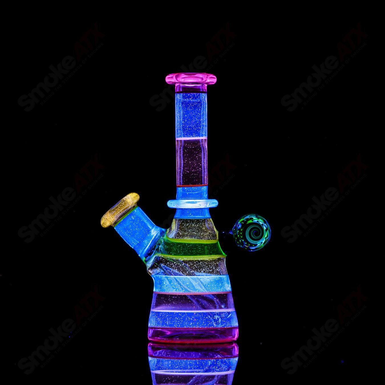 #4 14mm UV Secret Double Rainbow Tube Dustorm Glass - Smoke ATX