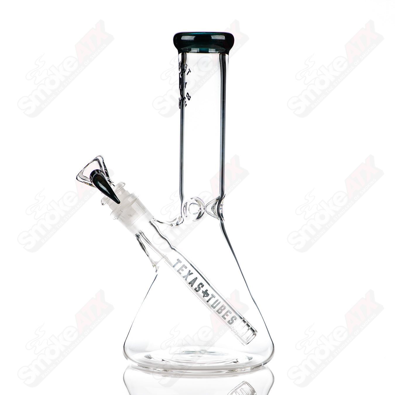 10in 14mm Color Accent Beaker (Unobtanium) Texas Tubes - Smoke ATX
