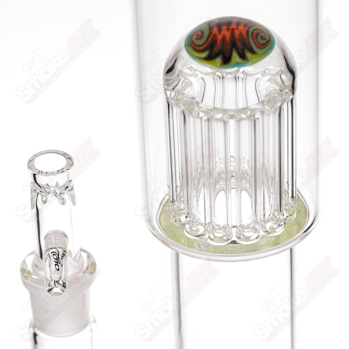 #1 18mm 7/13 Arm Perc w Worked Sections Toro Glass - Smoke ATX