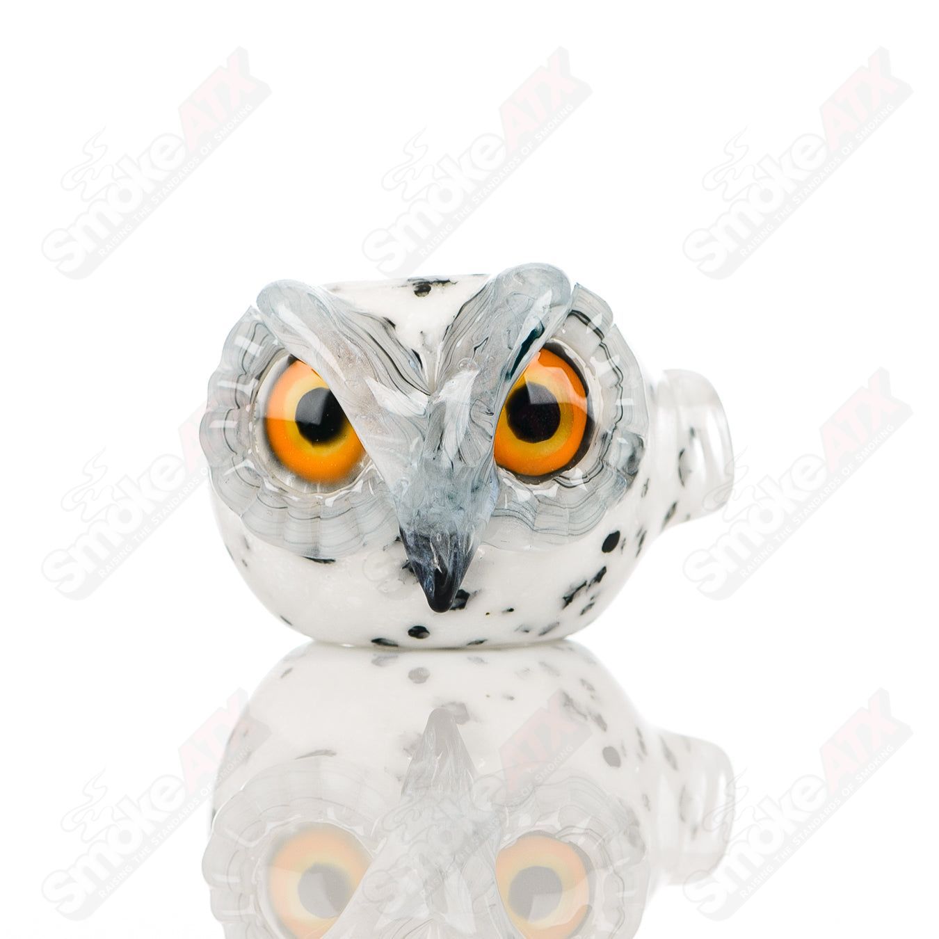 White Spotted Owl Spoon Four Winds Flameworks - Smoke ATX