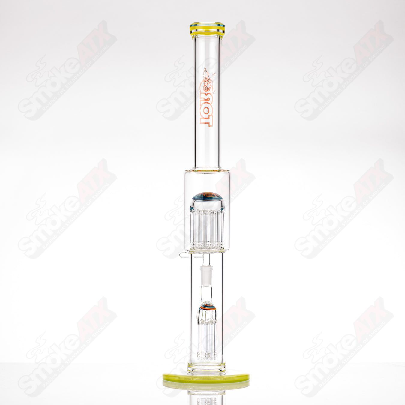 #3 18mm 7/13 Arm Perc w Worked Sections Toro Glass - Smoke ATX